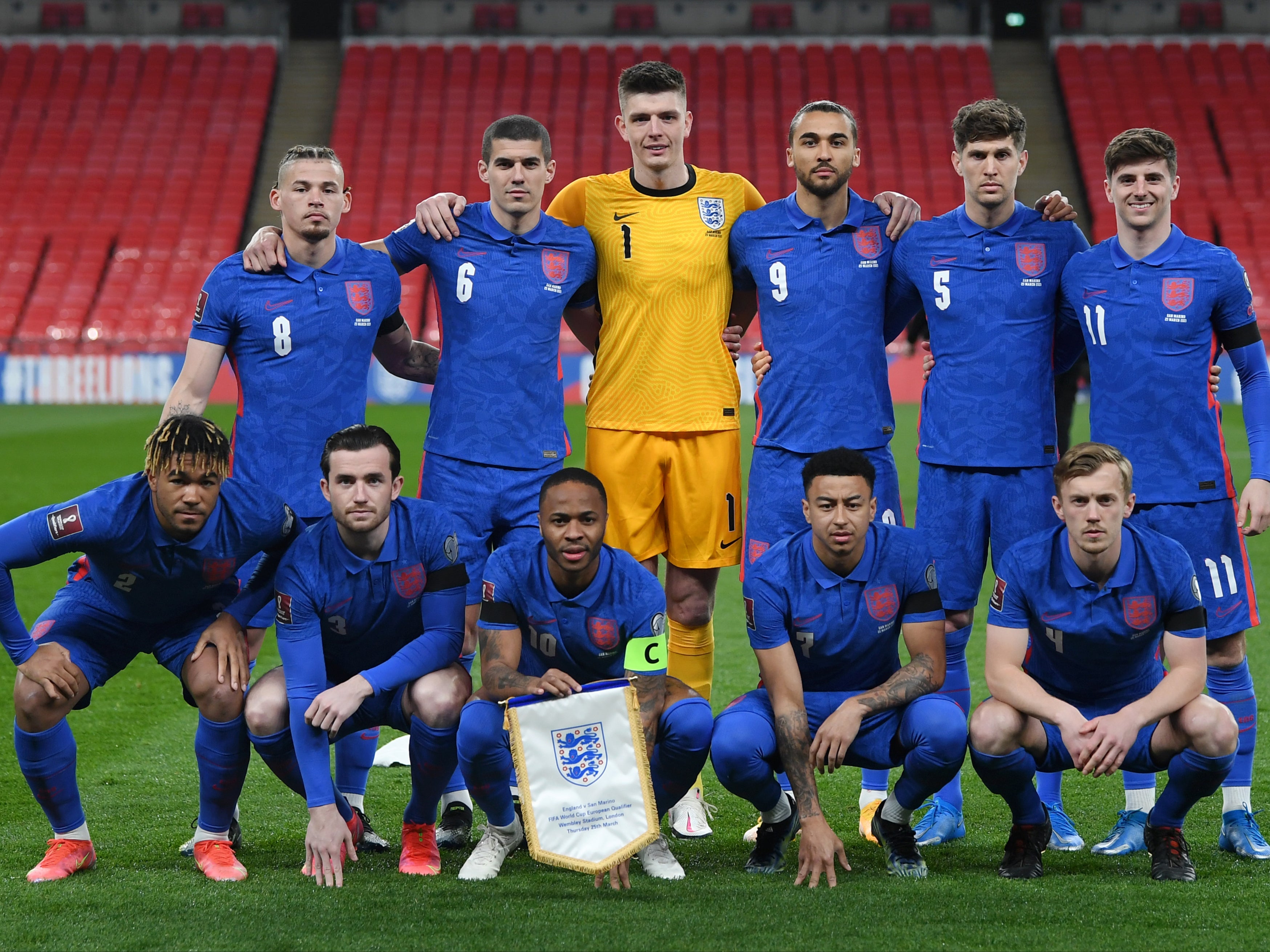 England players pose for a team photo