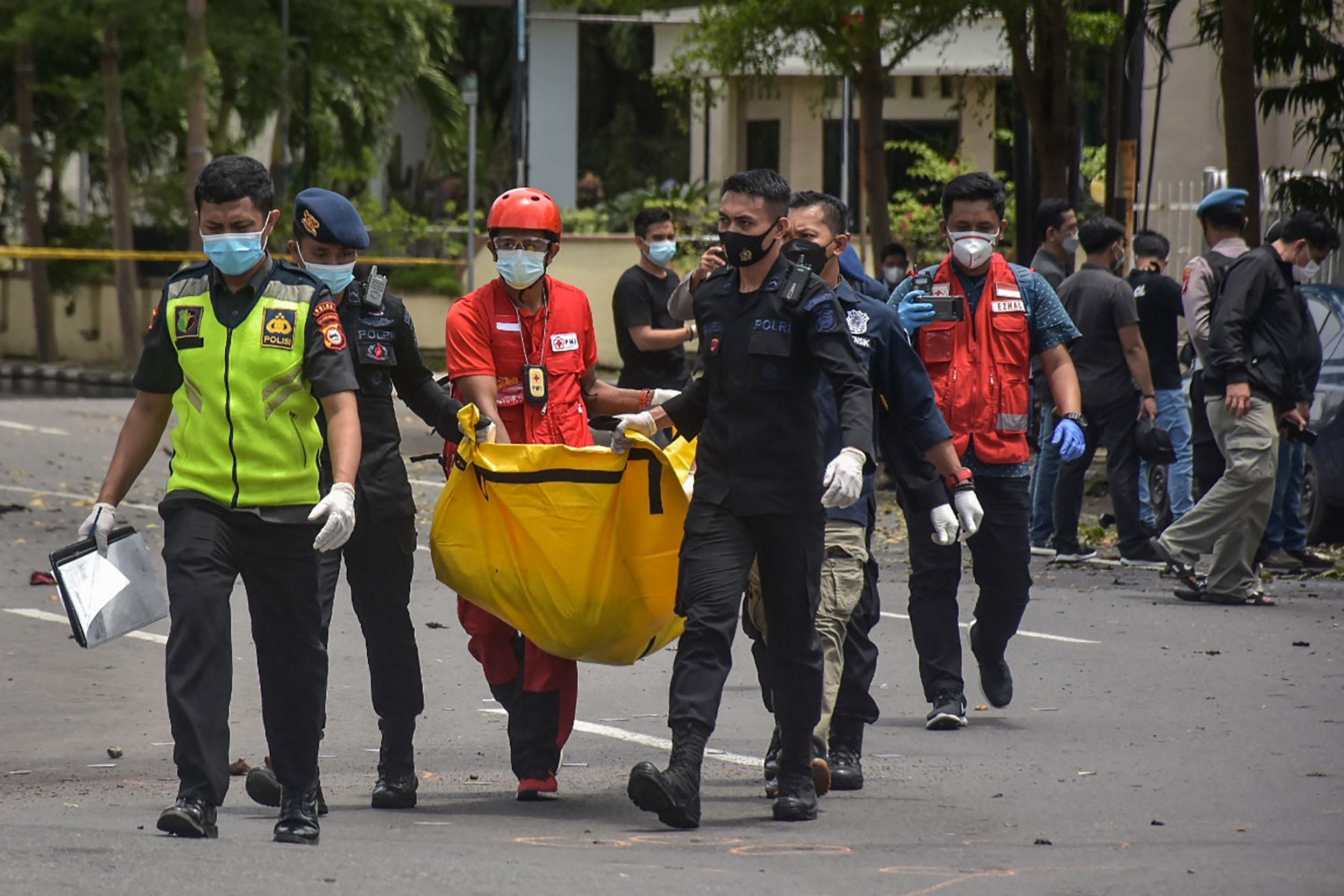 The mass was finishing when the attackers detonated at least one device outside the church