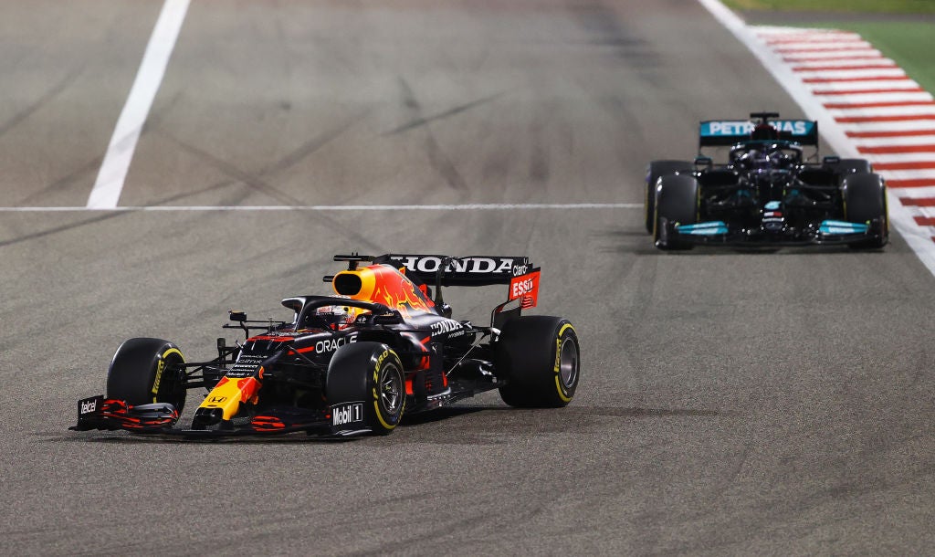 Verstappen passed Hamilton with three laps to go but was ordered to give up top spot