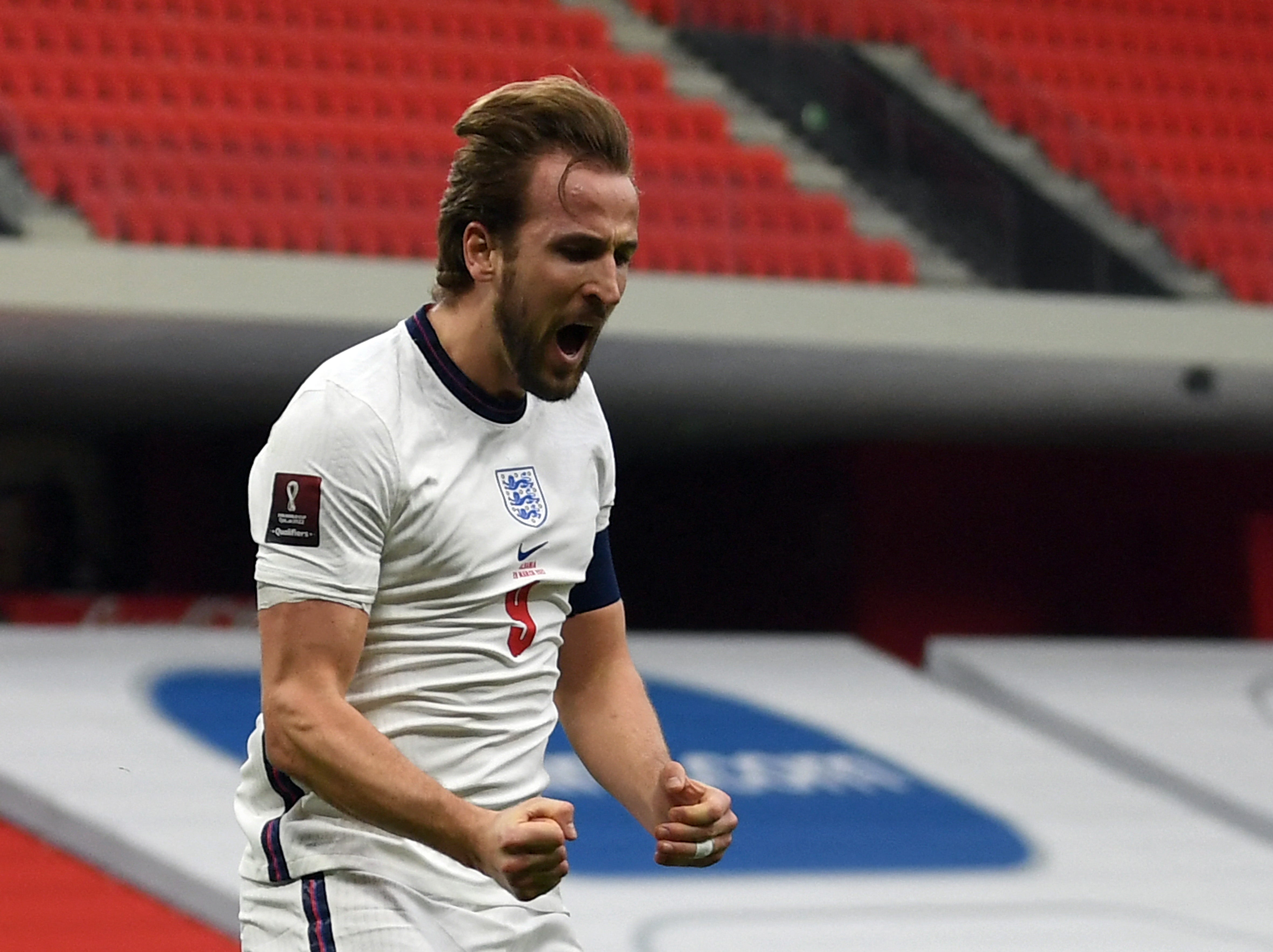 Harry Kane celebrates opening the scoring