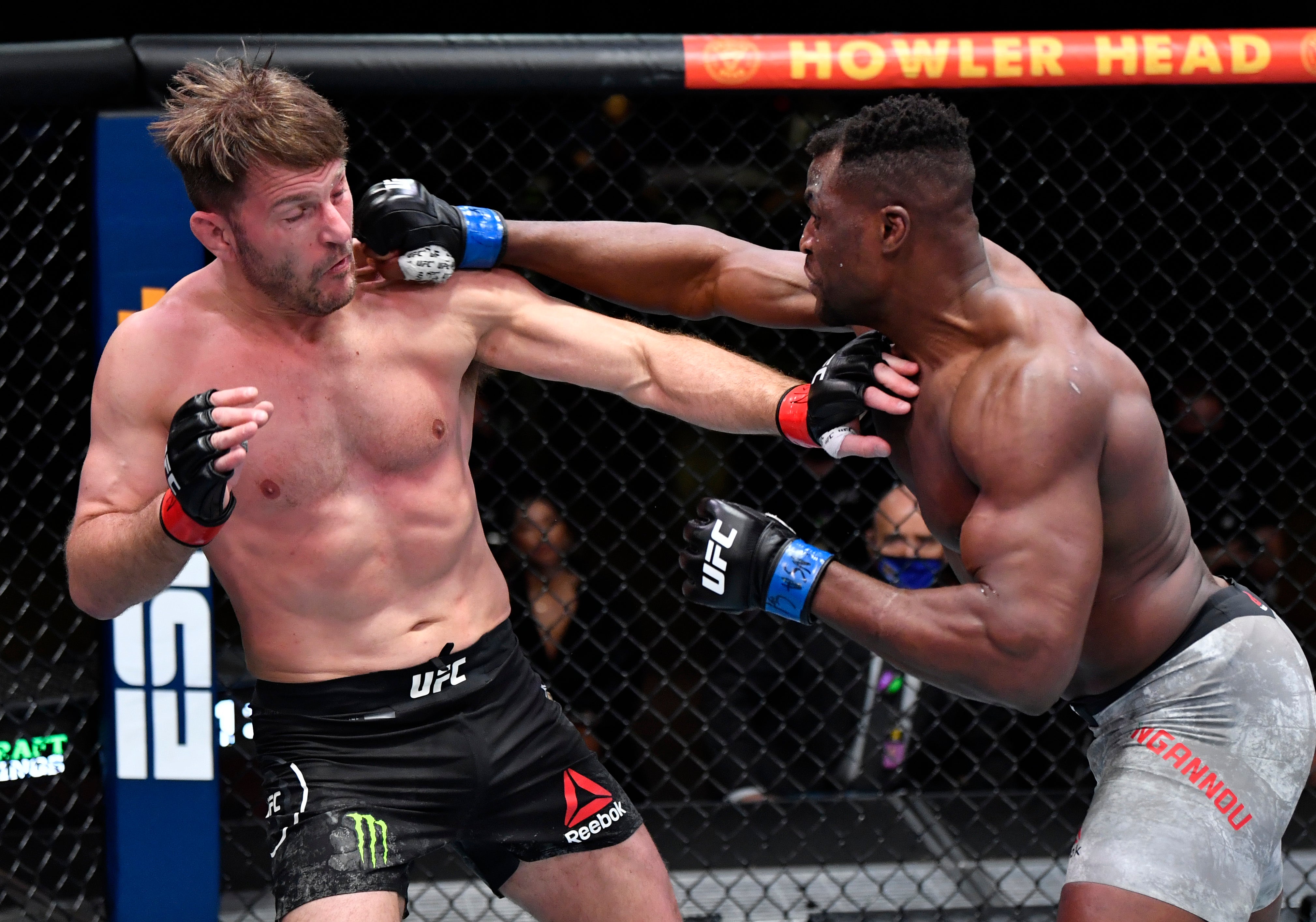 Stipe Miocic (left) and Francis Ngannou