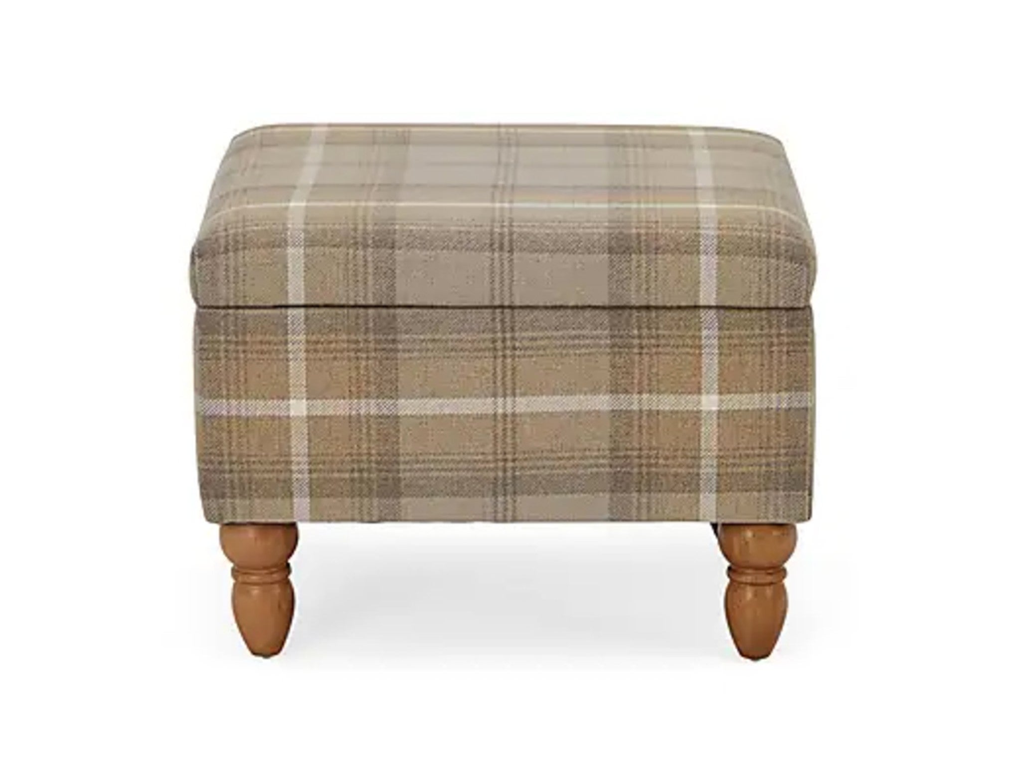 Dunelm Oswald check storage footstool, natural indybest