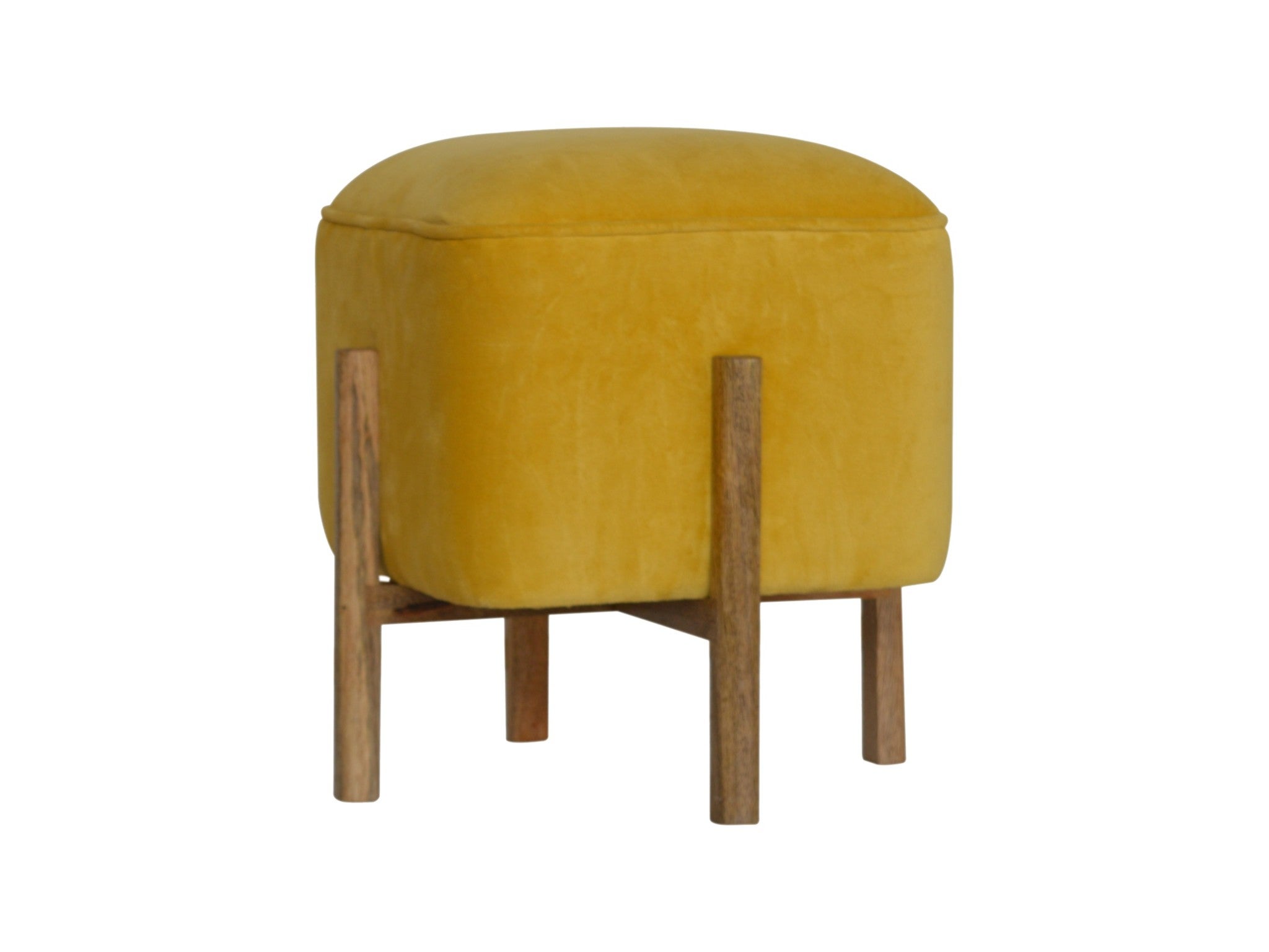 Lime Lace square velvet footstool, mustard yellow indybest