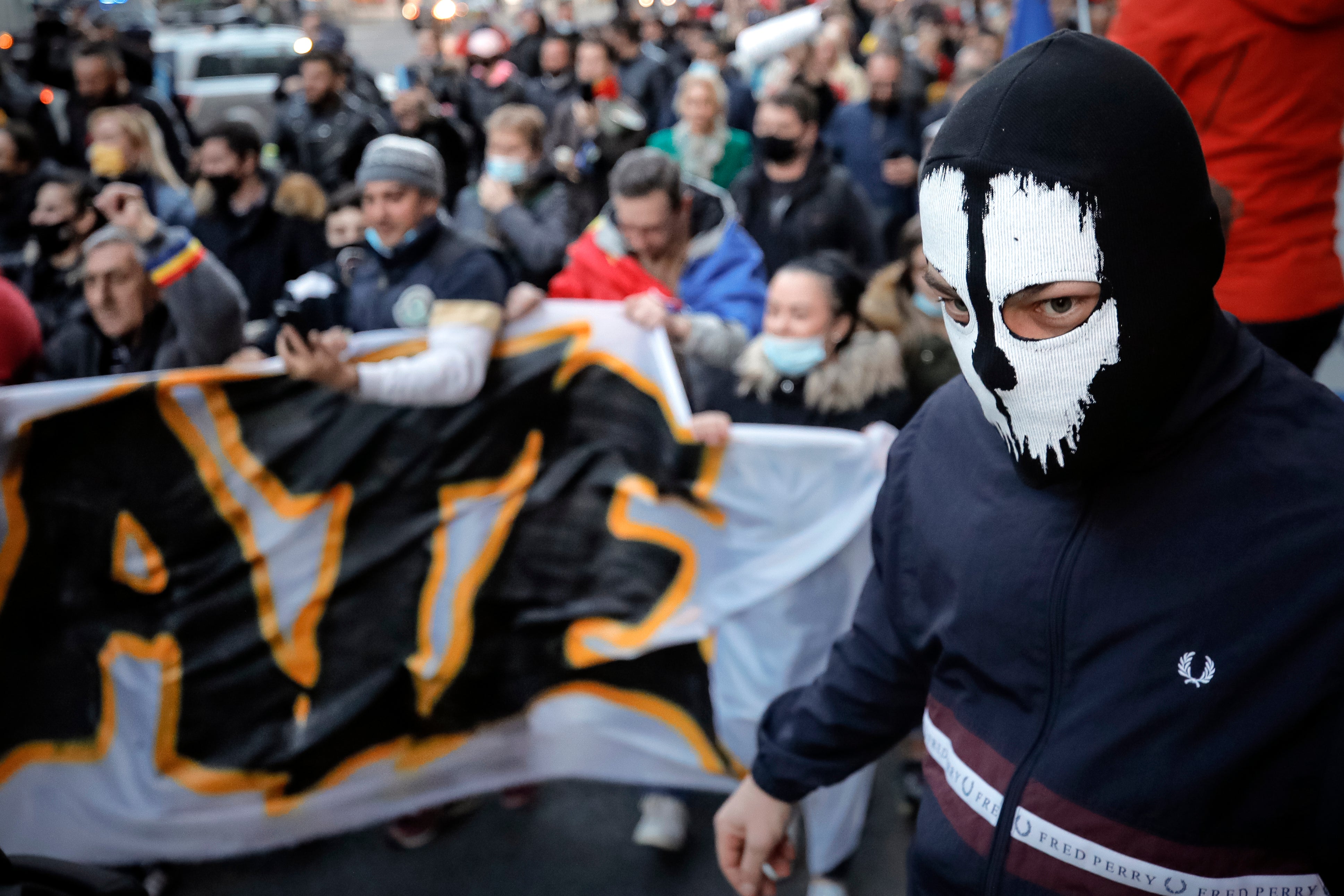 Virus Outbreak Romania Protest