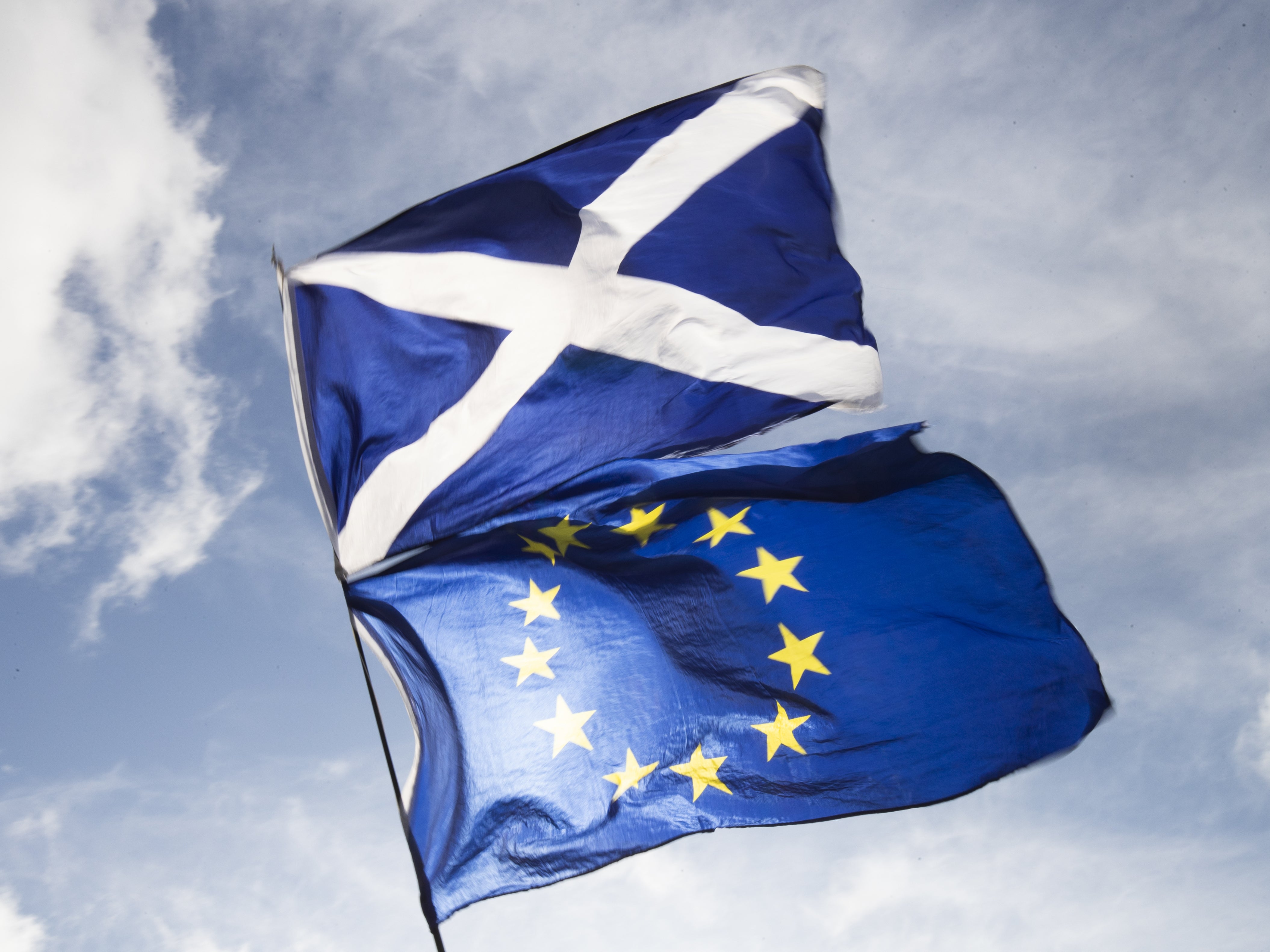 Saltire and EU flags