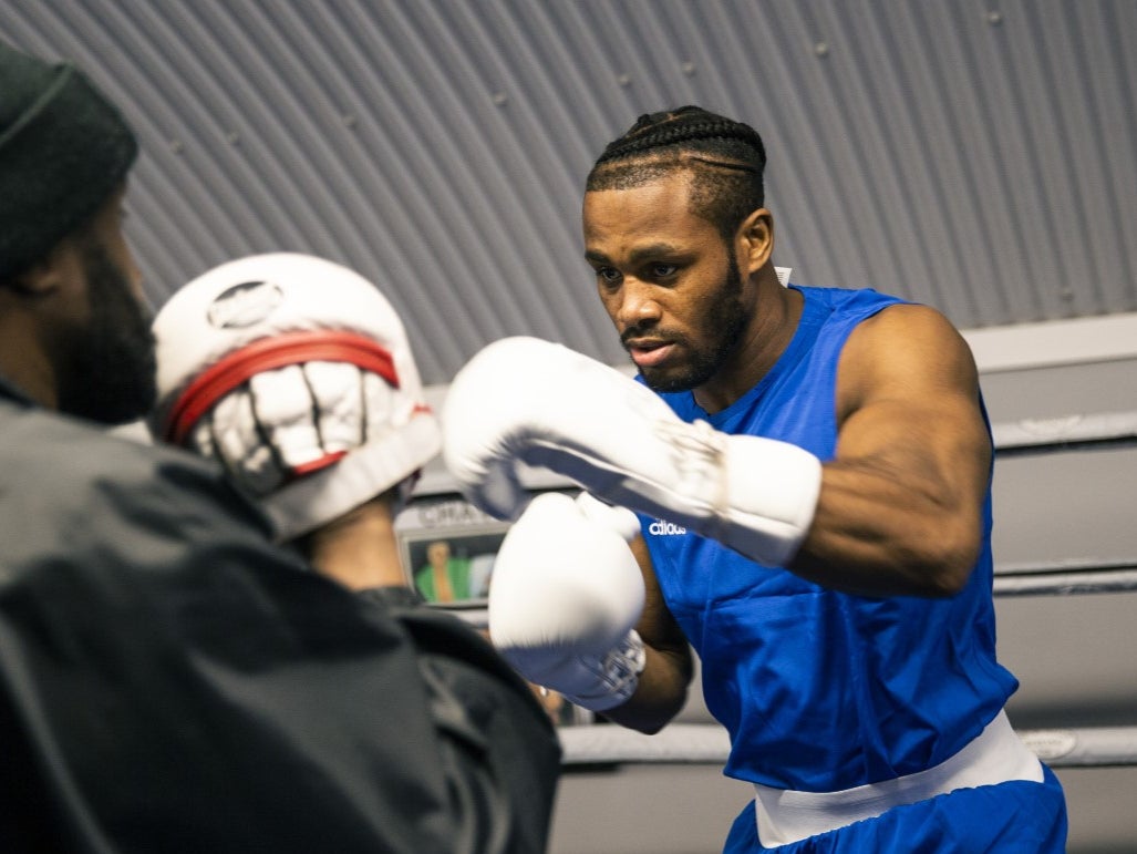 Cheavon Clarke in training ahead of the Tokyo Olympics