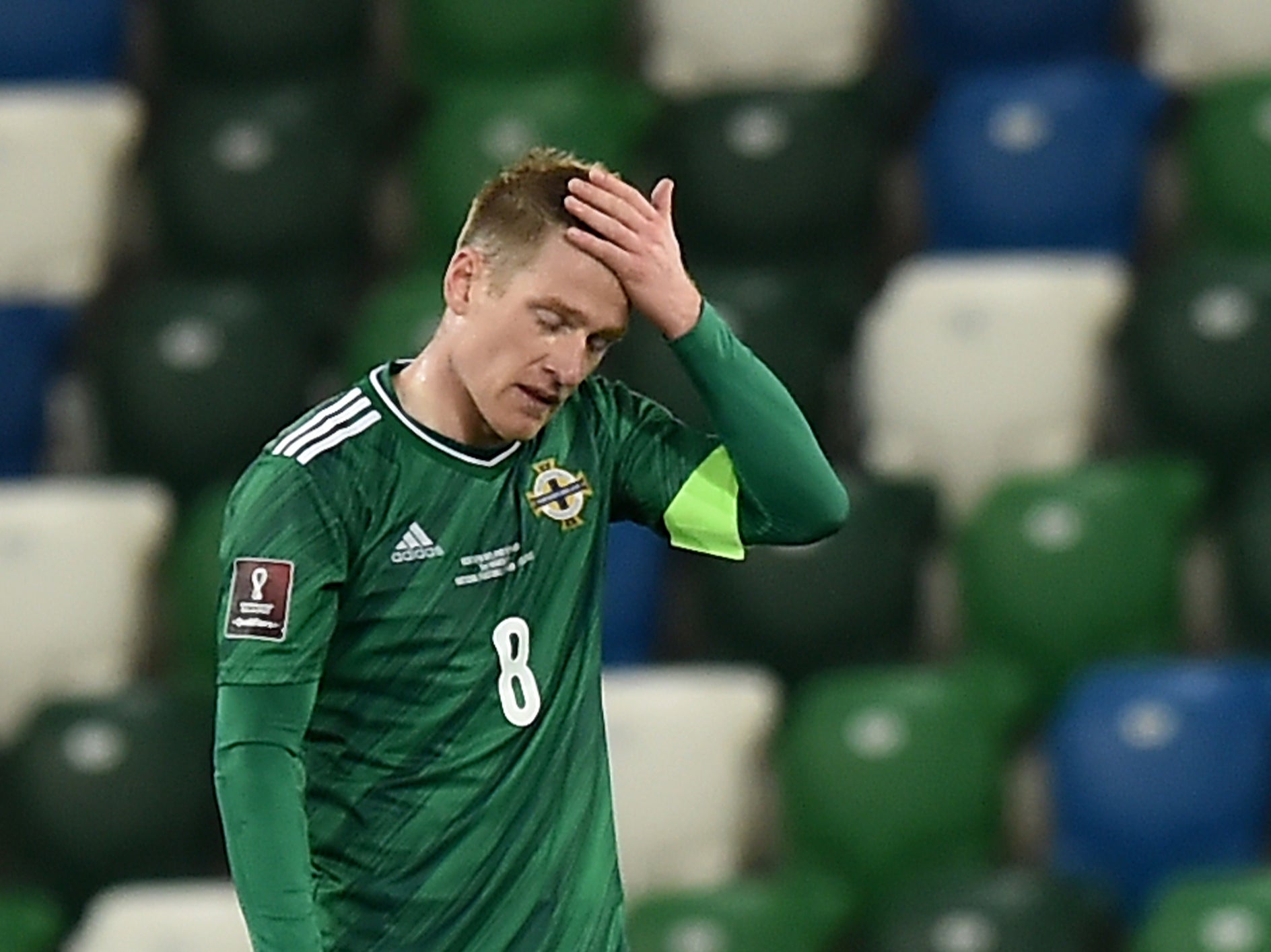 Steven Davis reacts to Northern Ireland’s draw