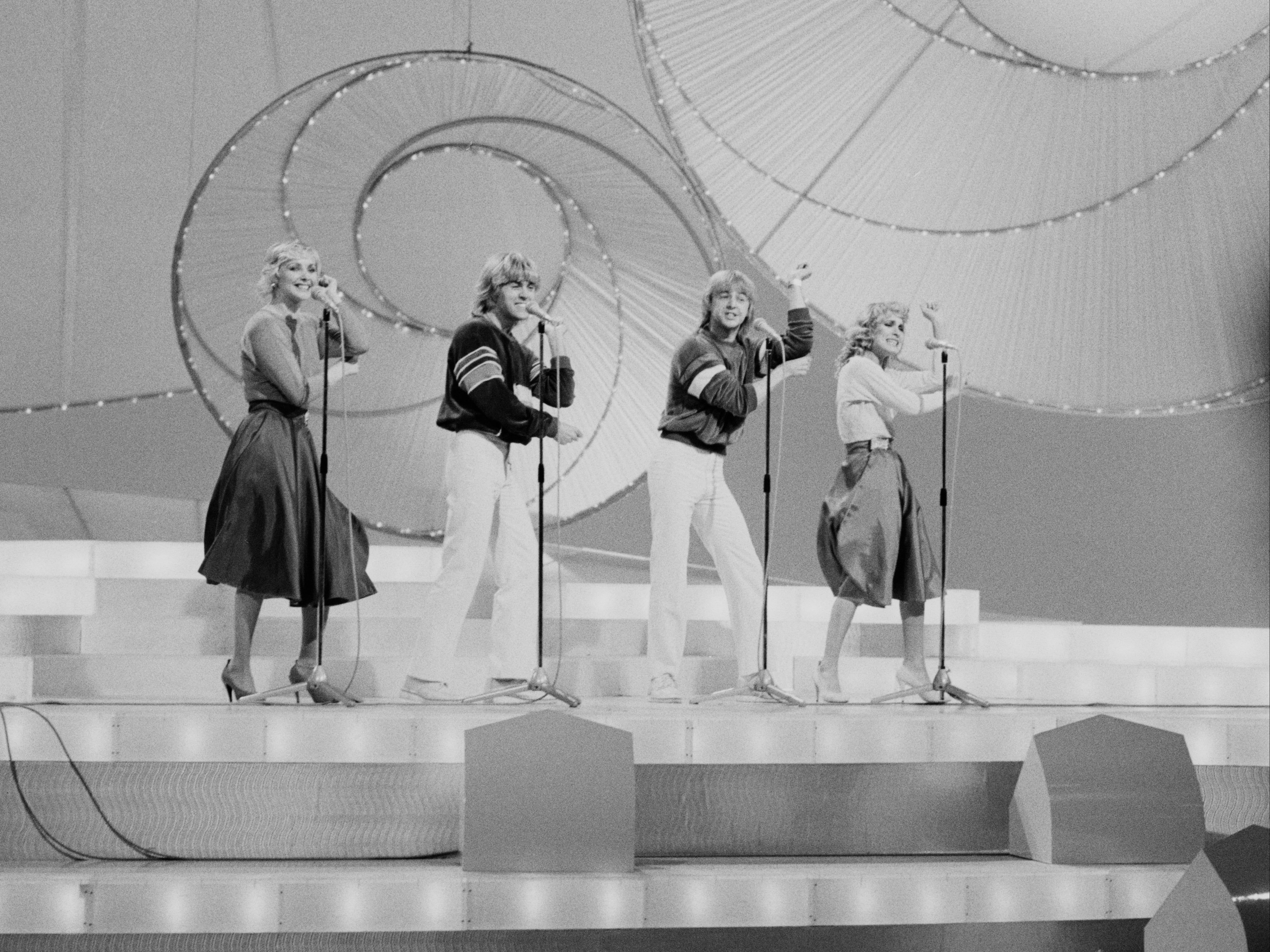 Bucks Fizz performing at the 1981 Eurovision Song Contest in Dublin