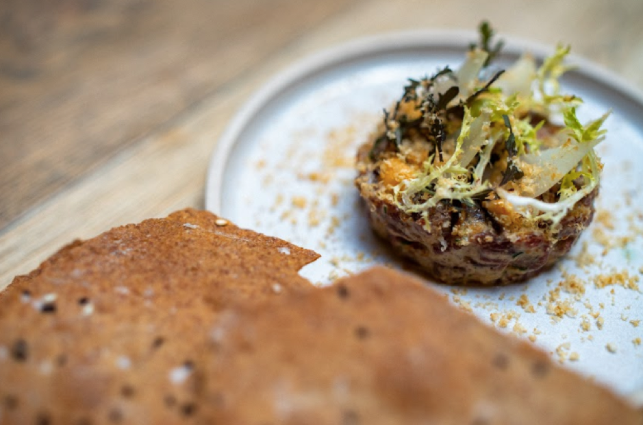 Straight from the estate: Deer tartare, hazelnut, pickled onion