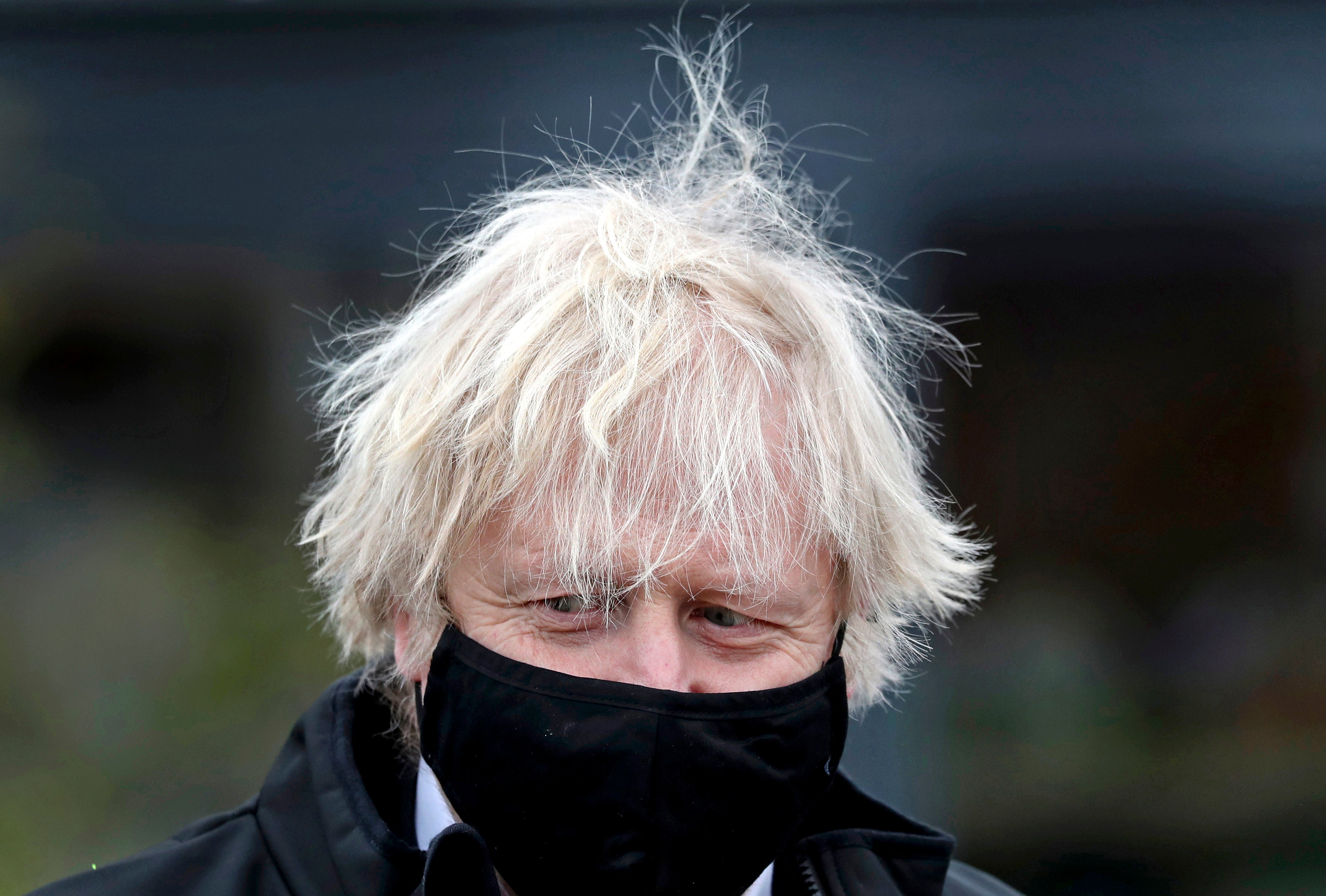 Boris Johnson in a B&Q in Middlesbrough yesterday, trying to ‘level up’ the country