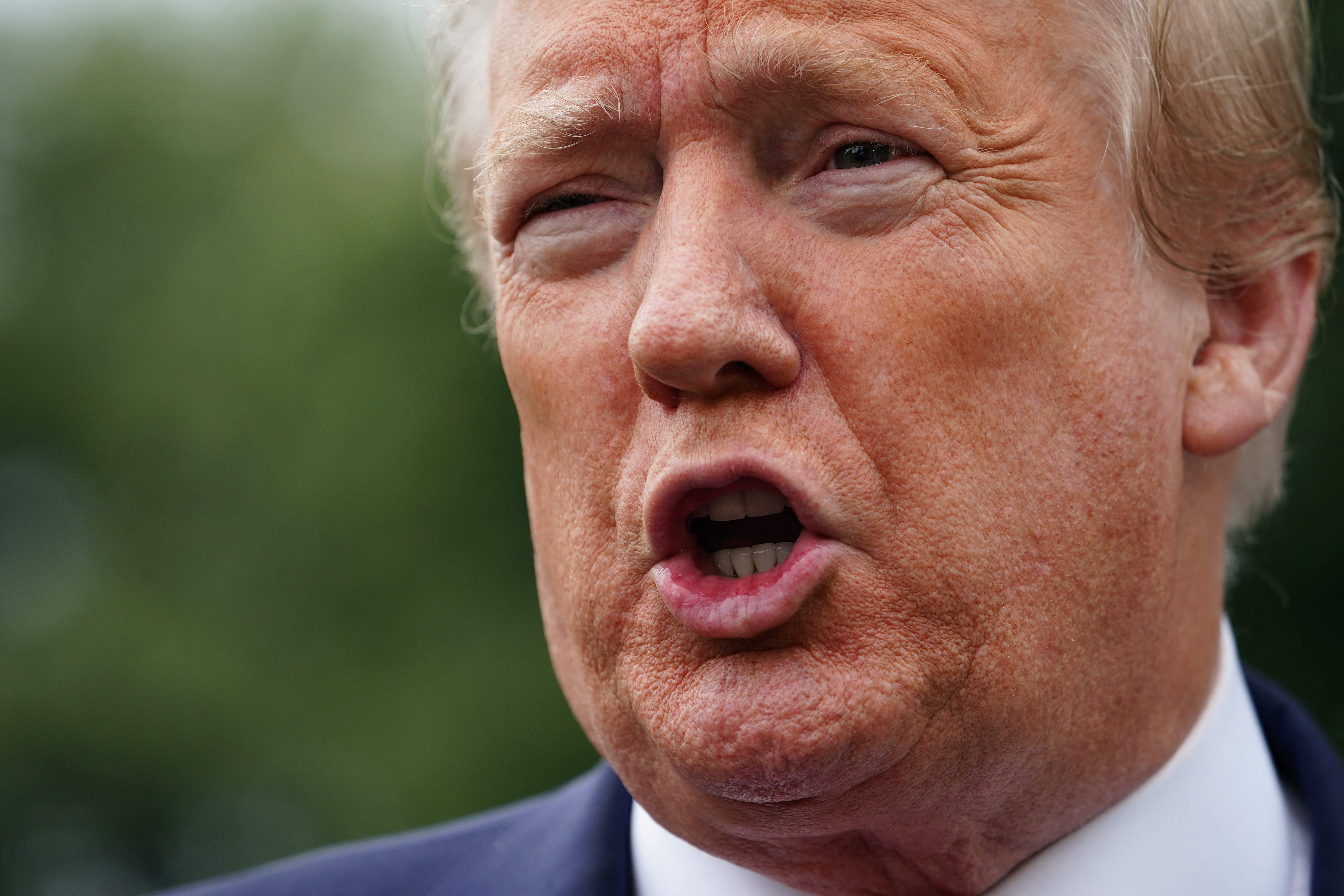 Donald Trump speaks to the press in Washington, DC, in May 2020