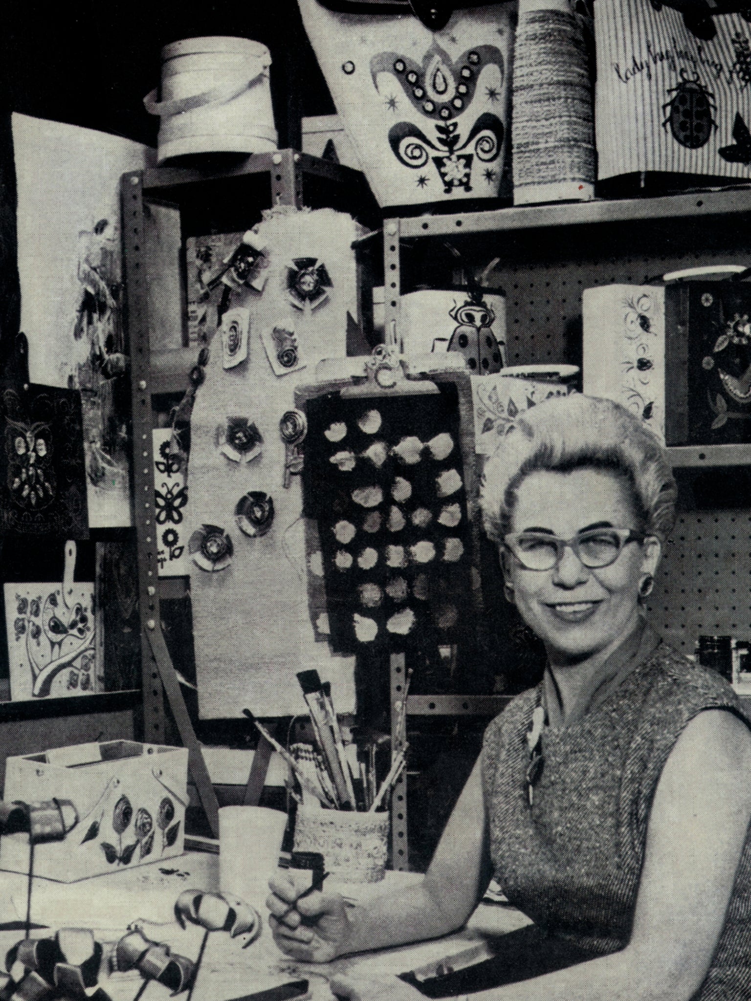 Enid Collins designed and made the handbags out of her studio in Medina, Texas