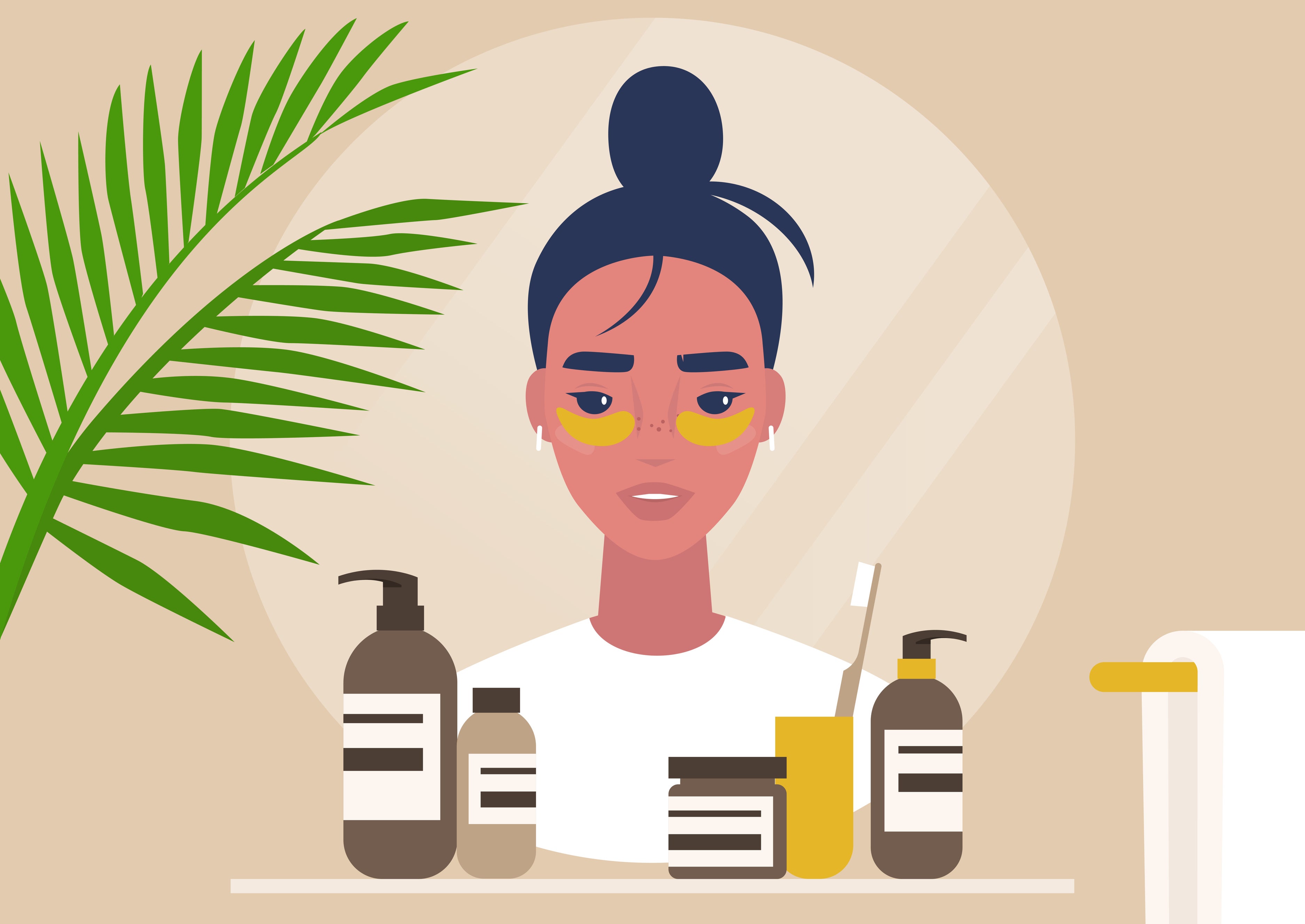 Illustration of woman doing skincare