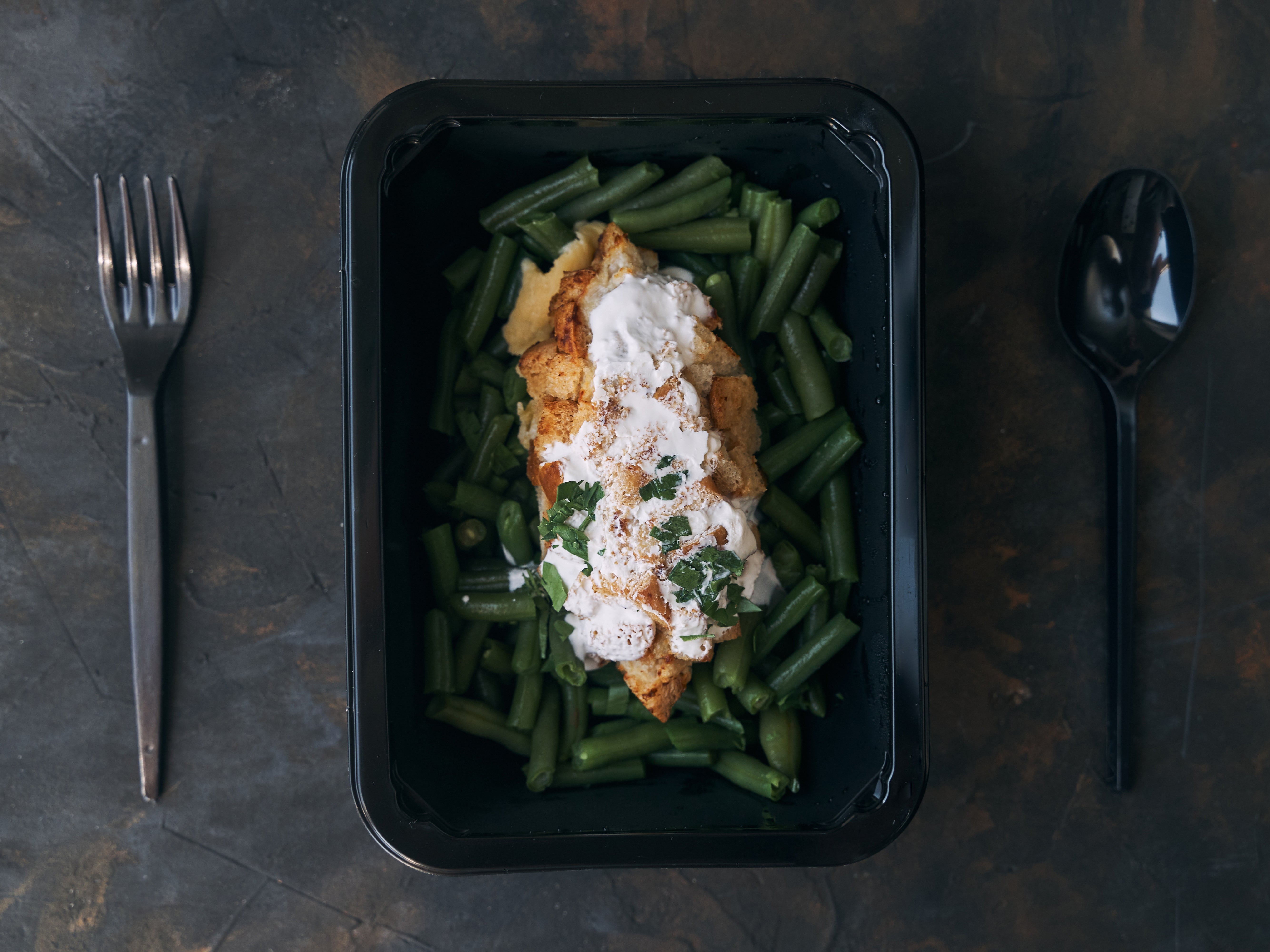 A hearty one-pan dinner rounded out by sugar snap peas and mint