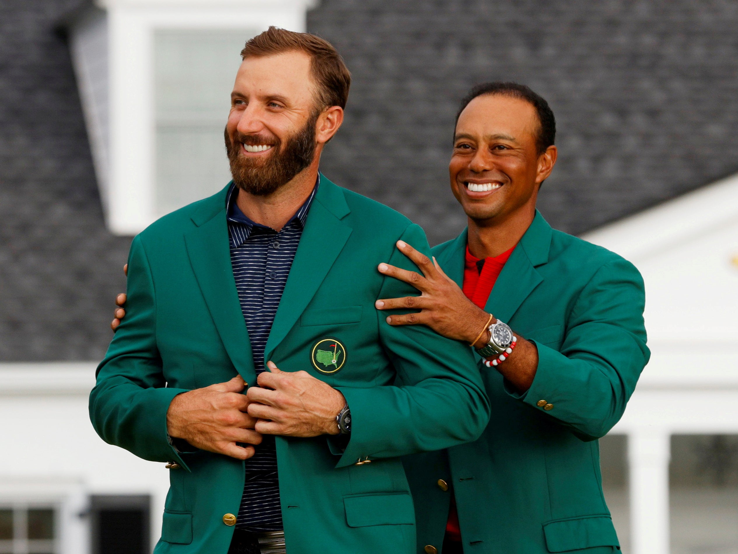 Dustin Johnson and Tiger Woods