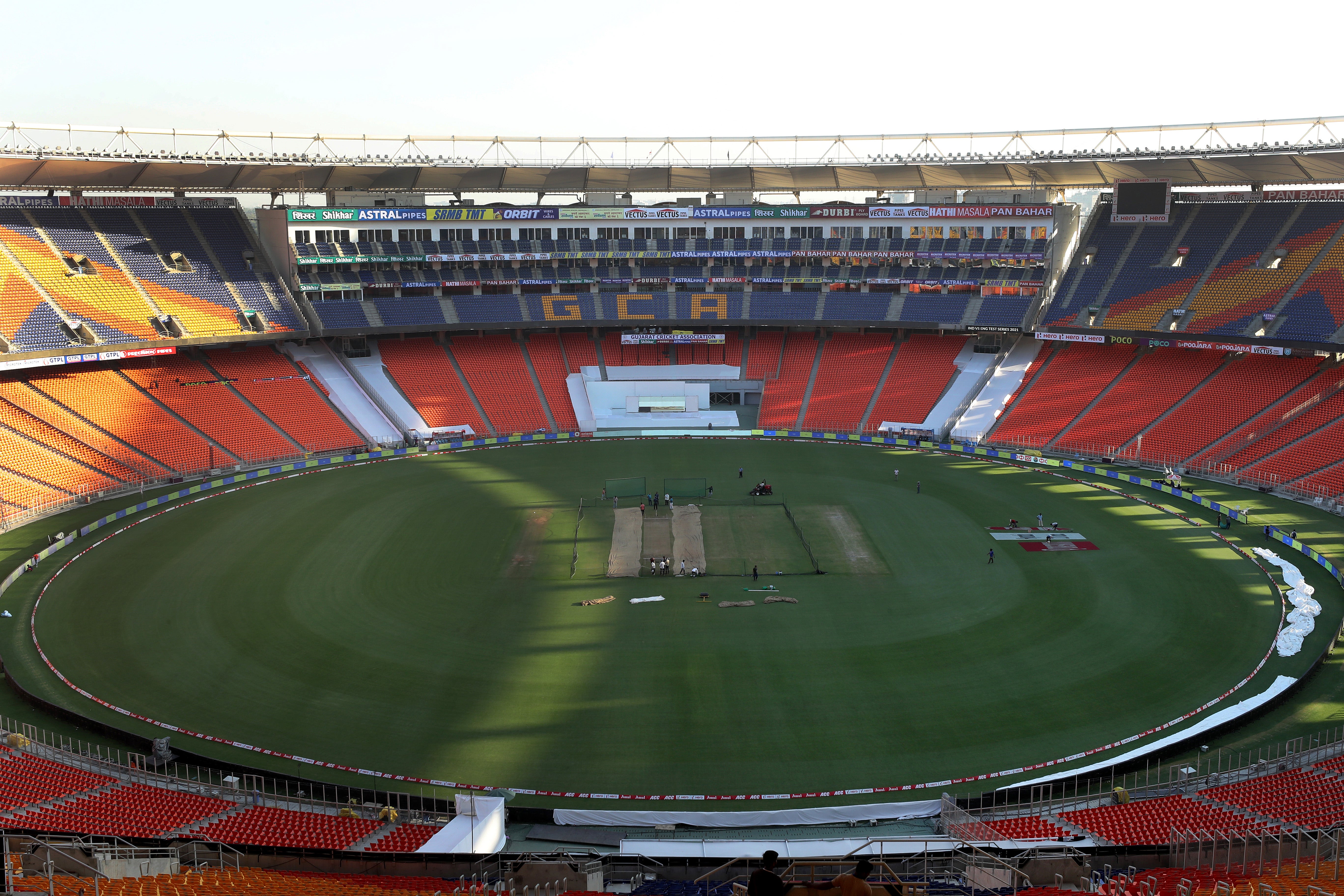 General view of Narendra Modi Stadium during a Nets Session on 3 March 2021 in Ahmedabad