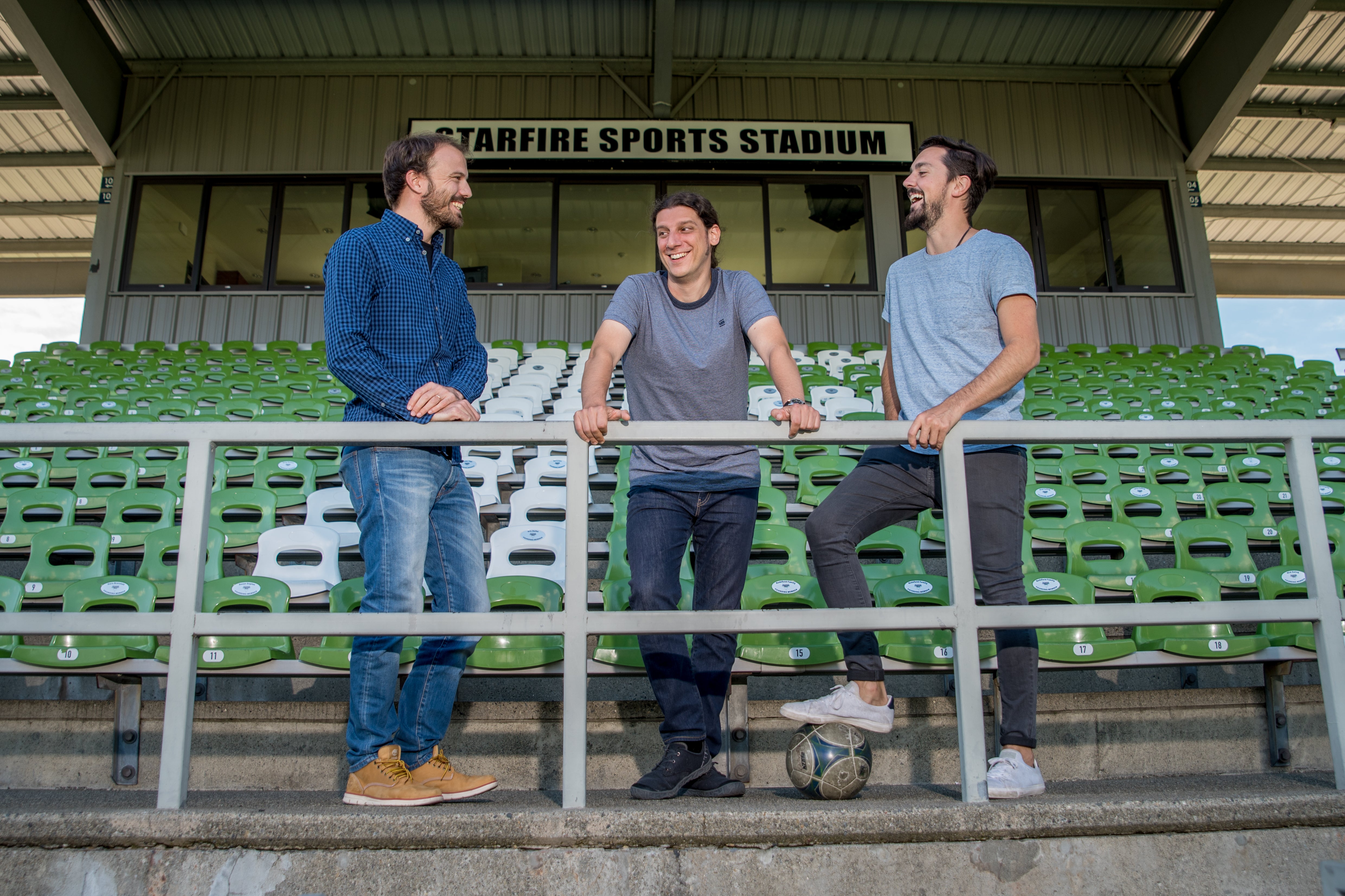 Three up top: Ruben Saavedra, flanked by Bruno Dagnino, left, and Enzo Angilletta