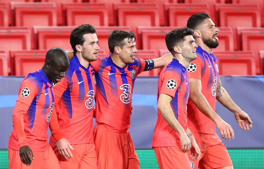 Chelsea celebrate their second goal against Porto