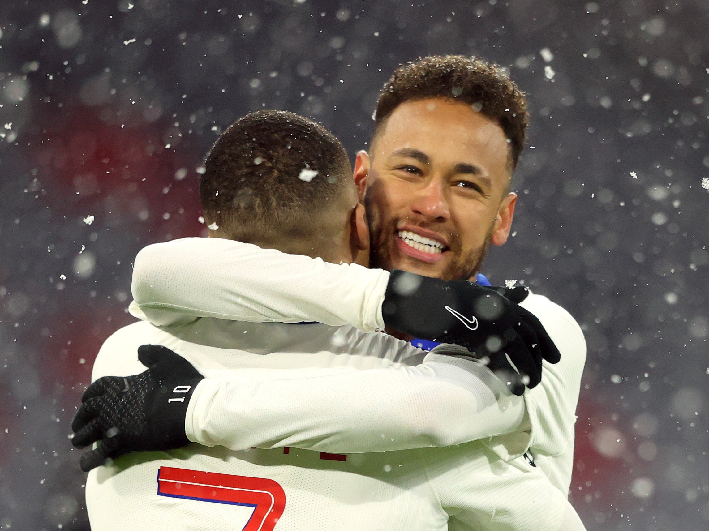 Kylian Mbappe and Neymar (right) put in standout performances for PSG