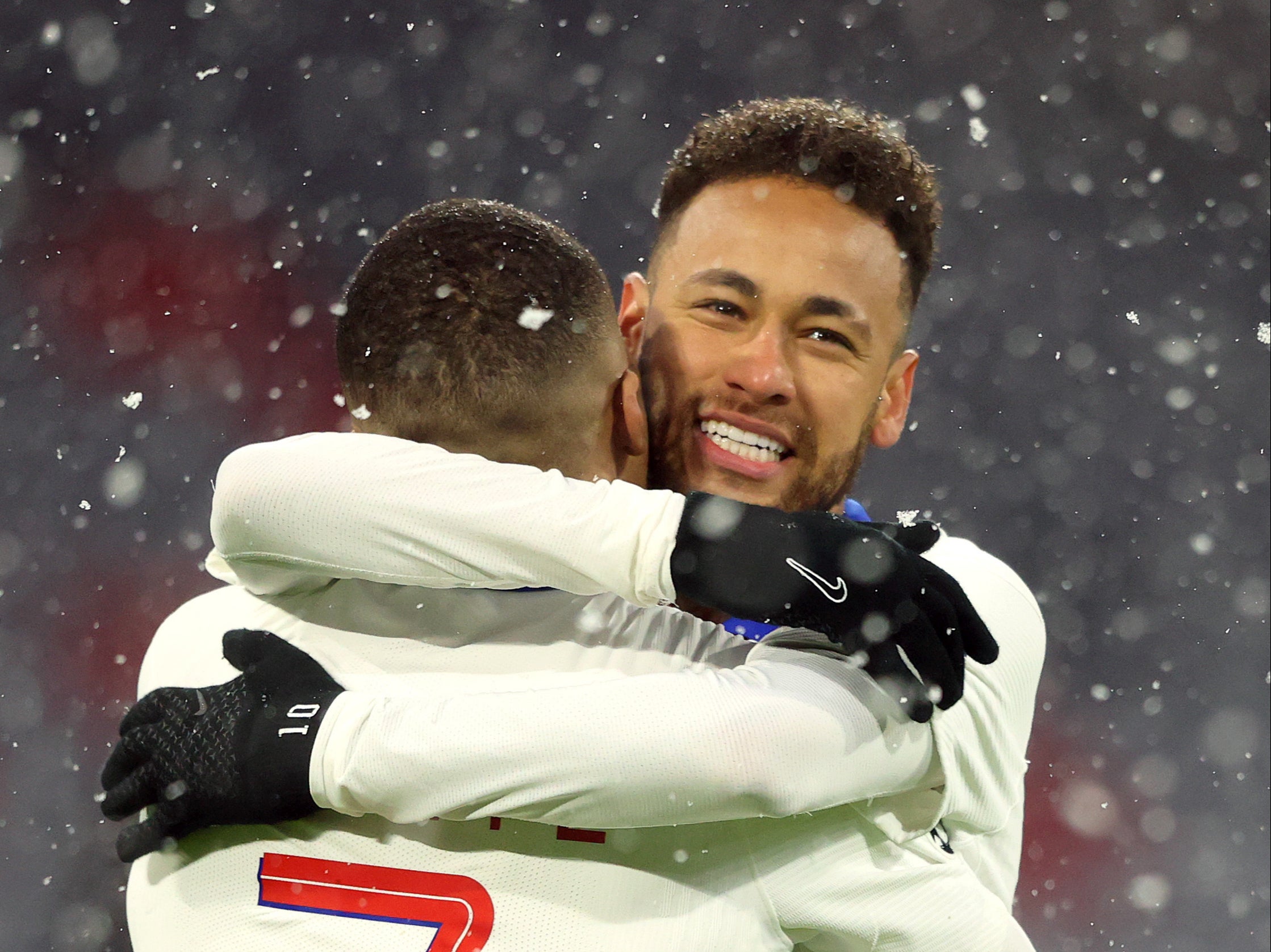 Kylian Mbappe scored two and Neymar (right) recorded two assists for PSG