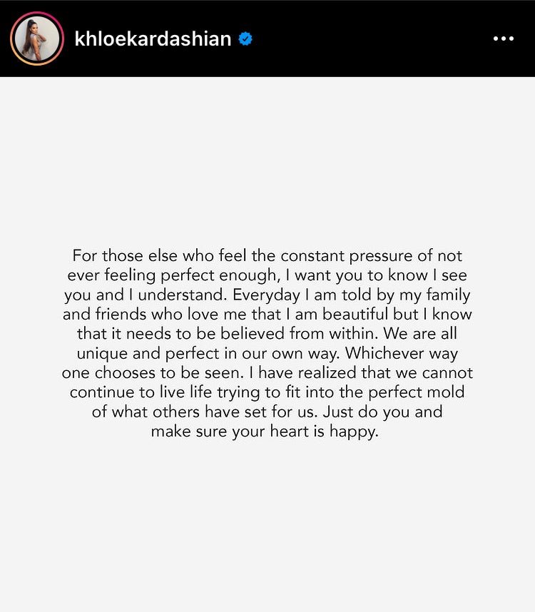 Khloe Kardashian’s message about body image