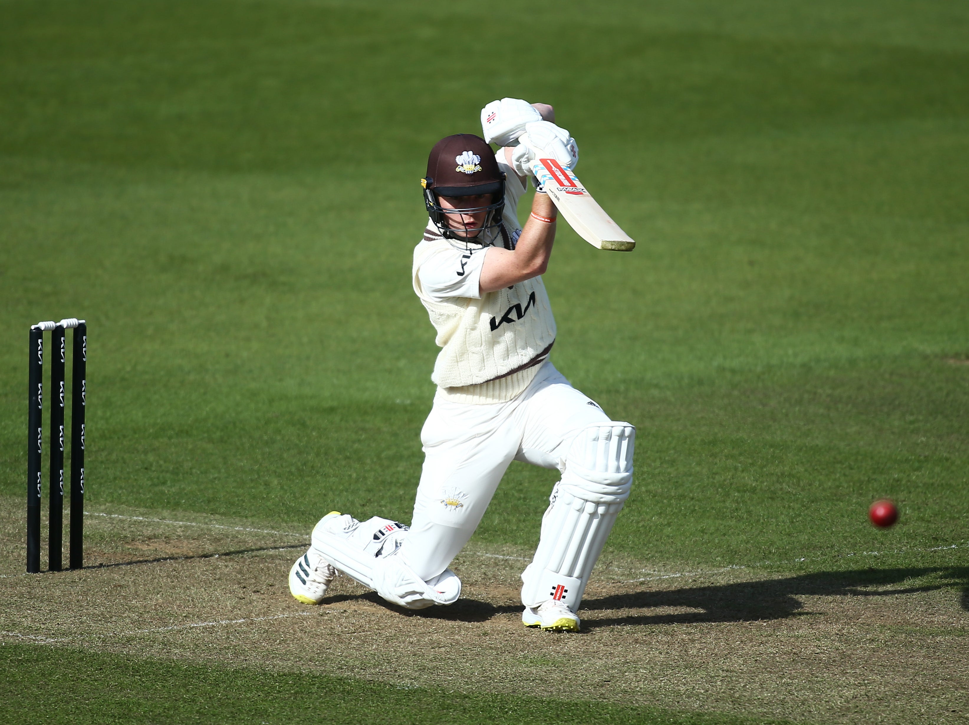 Ollie Pope in action for Surrey during a pre-season friendly