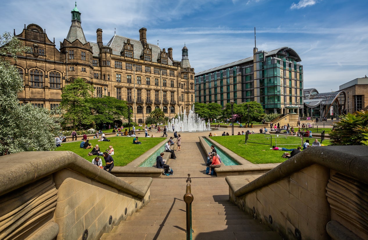 Peace gardens and Town Hall in Sheffield