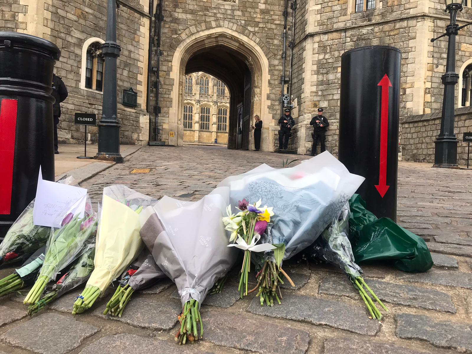 Well-wishers are already leaving flowers outside Windsor Castle after the announcement of the death of Prince Philip