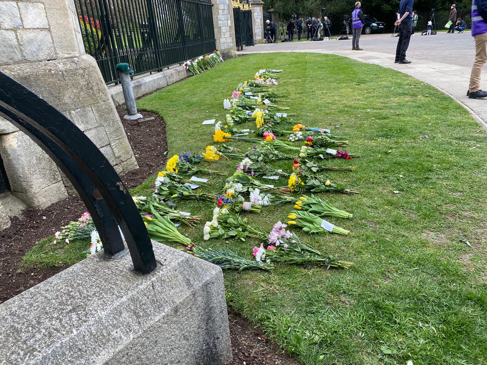 Floral tributes left by the public outside Windsor Castle