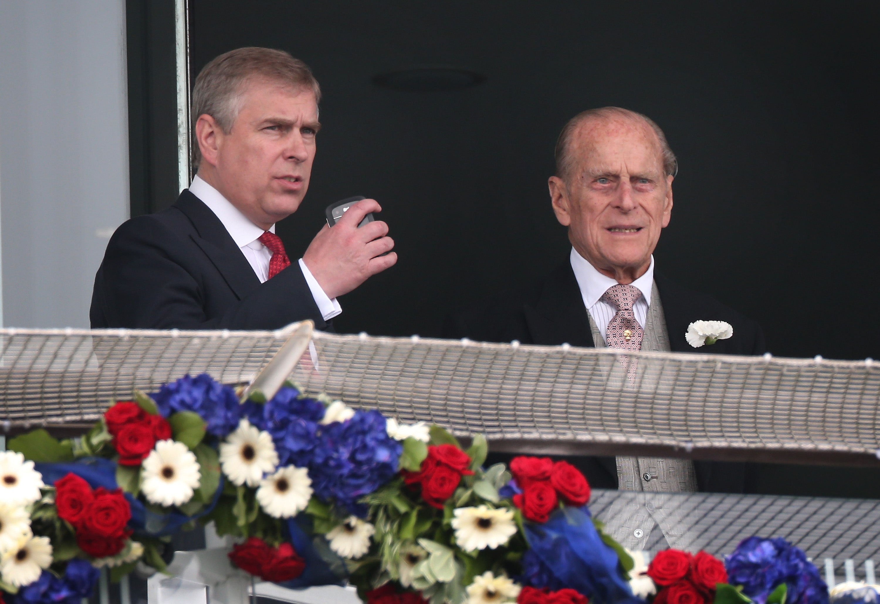 The Duke of York pictured with Prince Philip at the Epsom Derby in 2012.