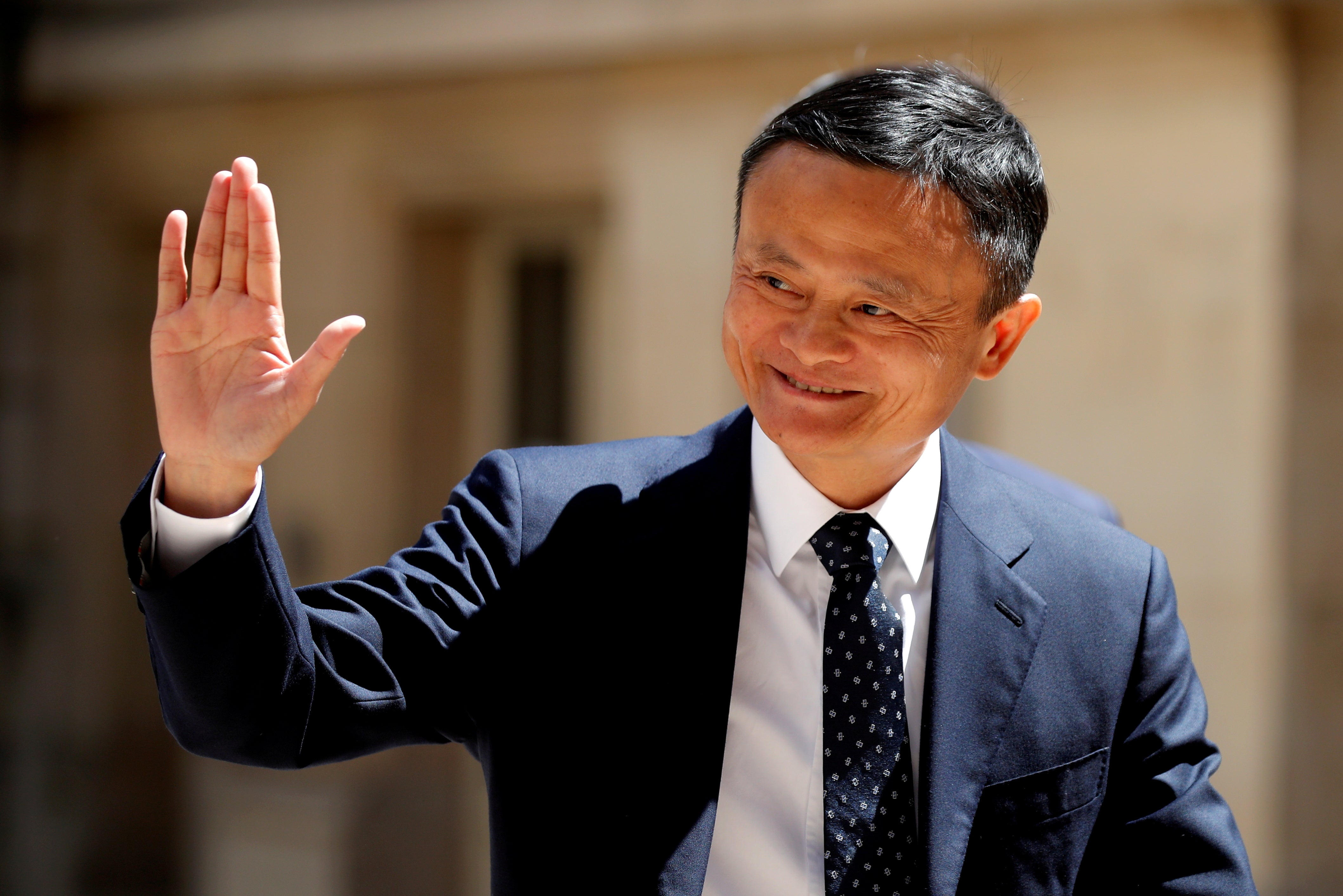 Jack Ma, the founder of Alibaba, is shown in Paris on 15 May, 2019.