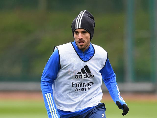 Midfielder Dani Ceballos in training for Arsenal