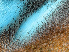 Nasa shares amazing image of blue dunes on Mars