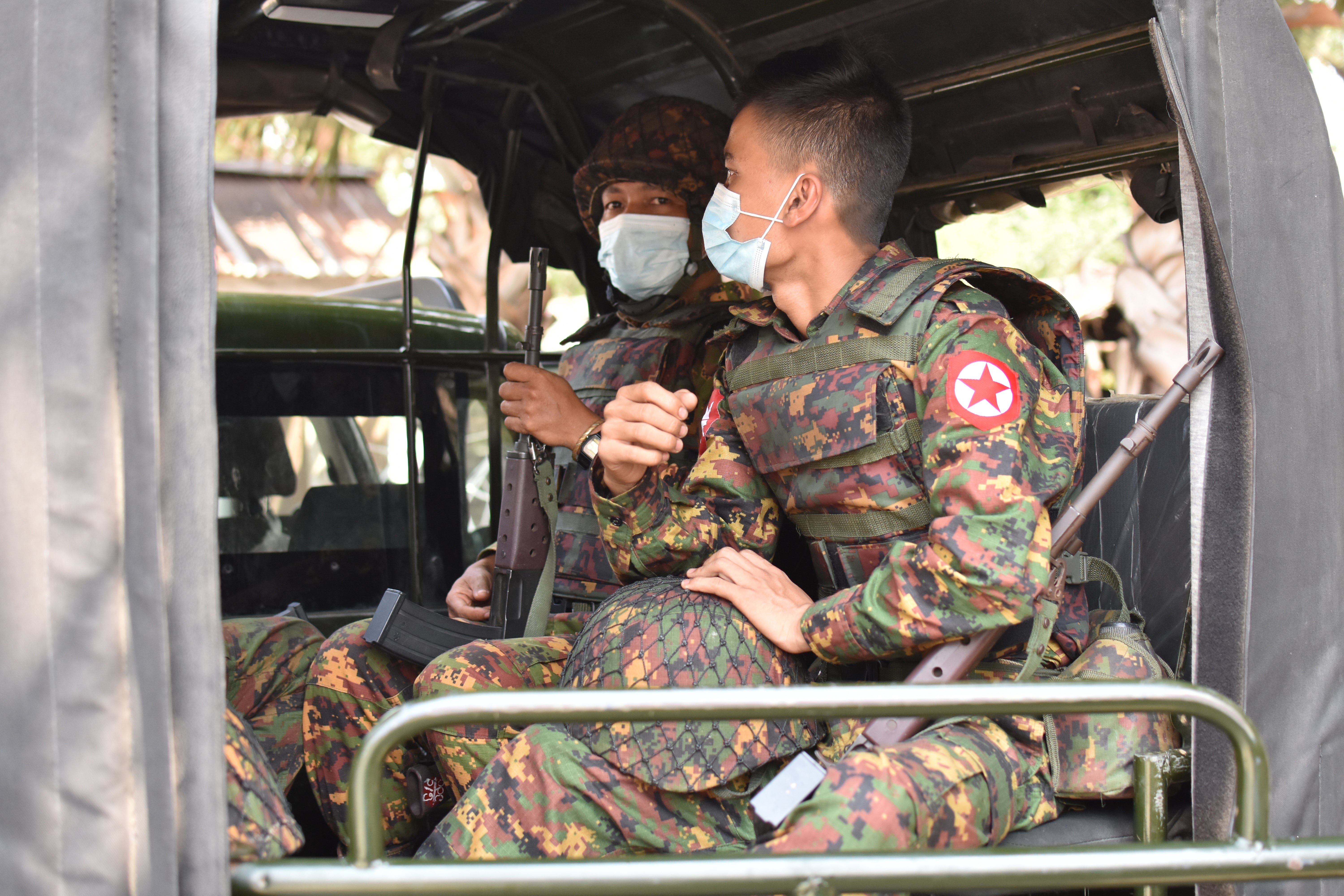 Soldiers escorted the foreign observers everywhere