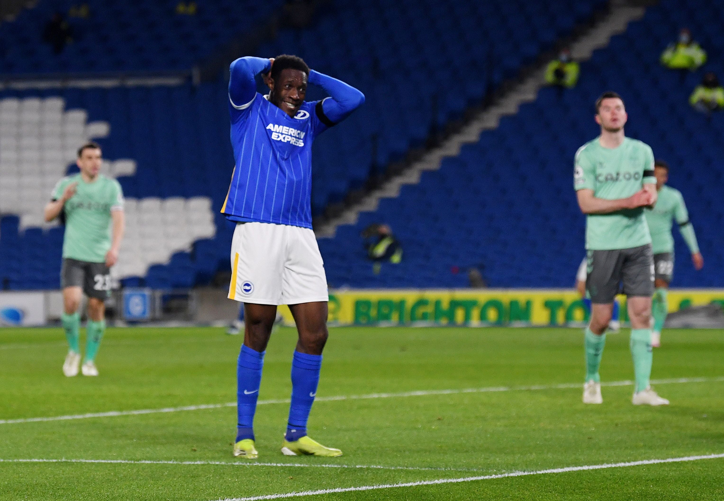 Danny Welbeck reacts after a missed opportunity