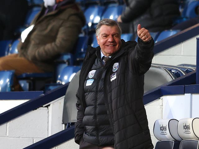 Sam Allardyce gestures during West Brom’s win against Southampton