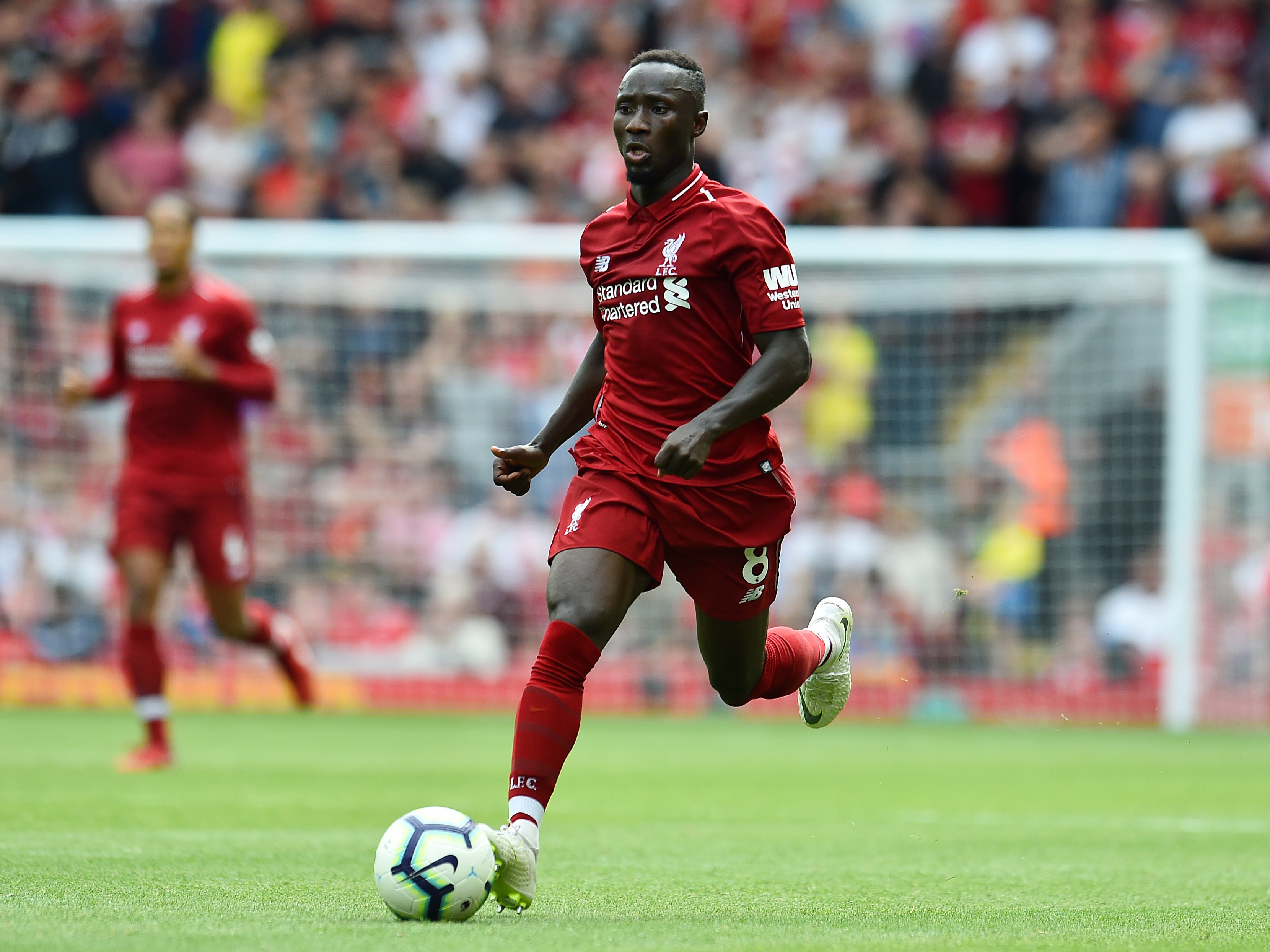 Naby Keita on his Liverpool debut in 2018