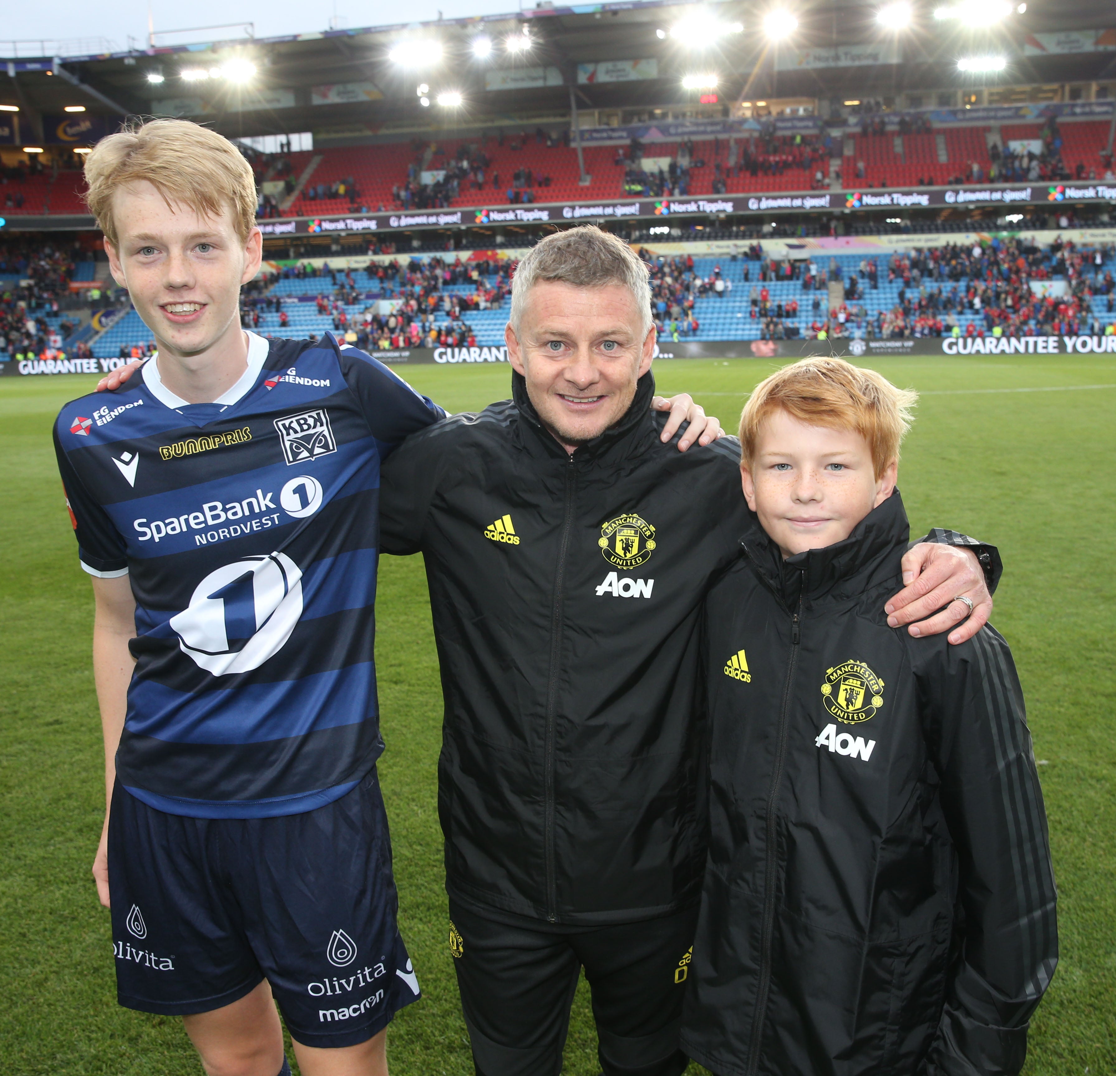 Solskjaer with sons Noah, left, and Elijah