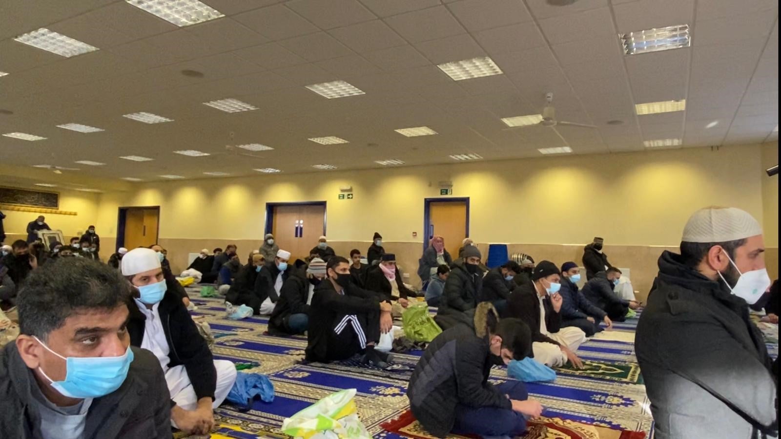 The congregation at the Makka Mosque in Leeds