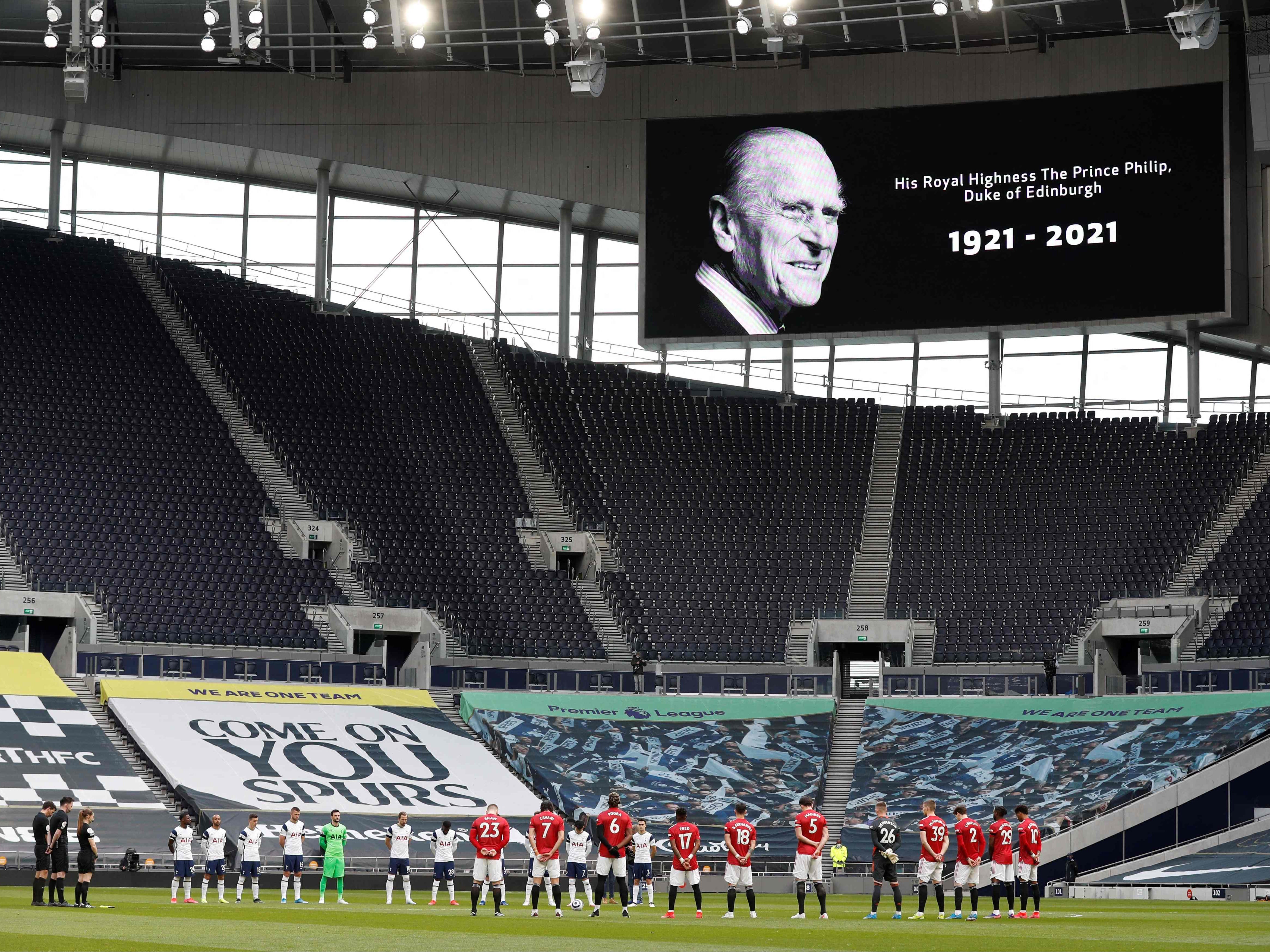 Players observe a moment of silence in memory of the late Duke of Edinburgh