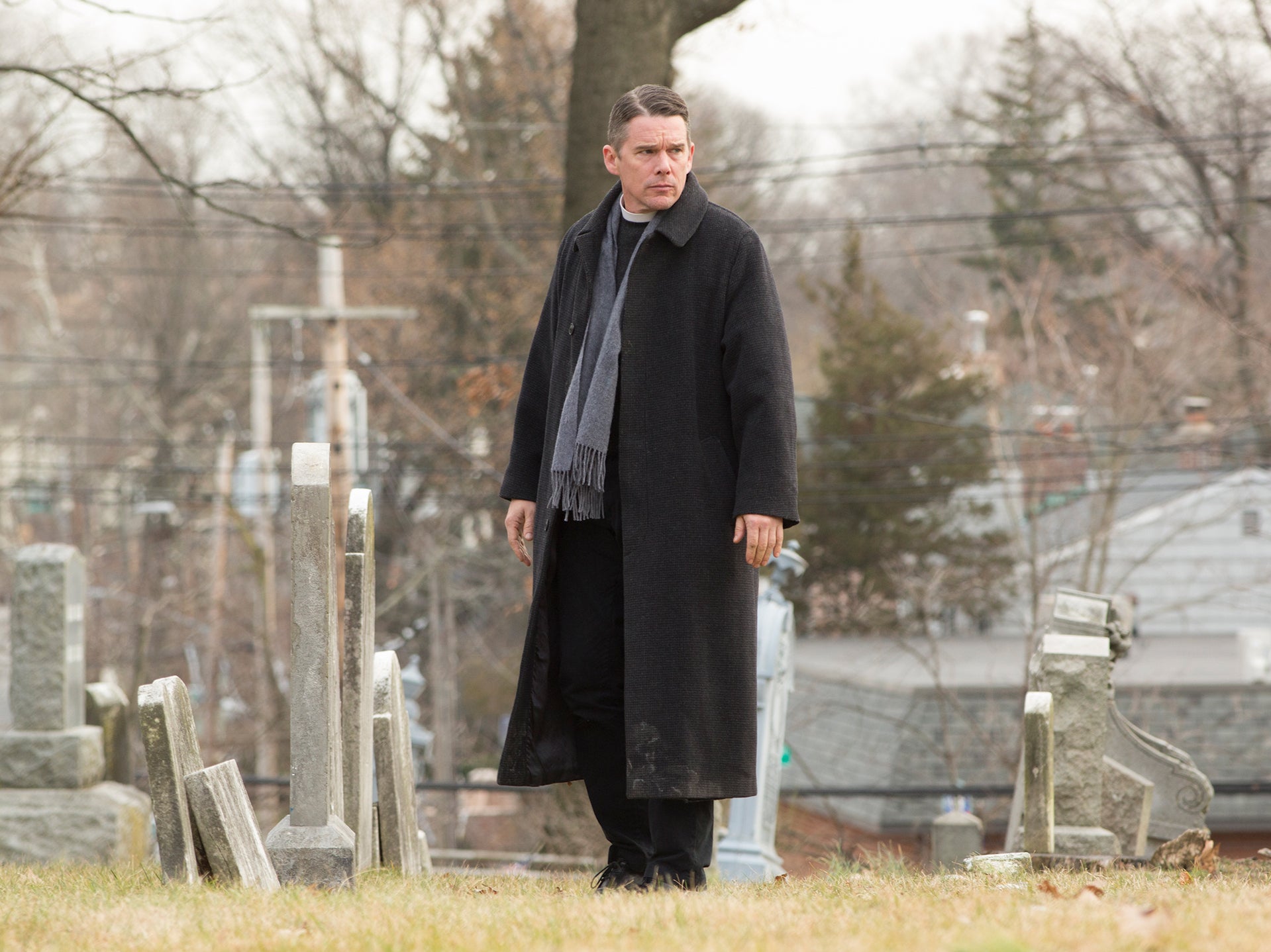 Ethan Hawke as the tormented Reverend Toller in First Reformed