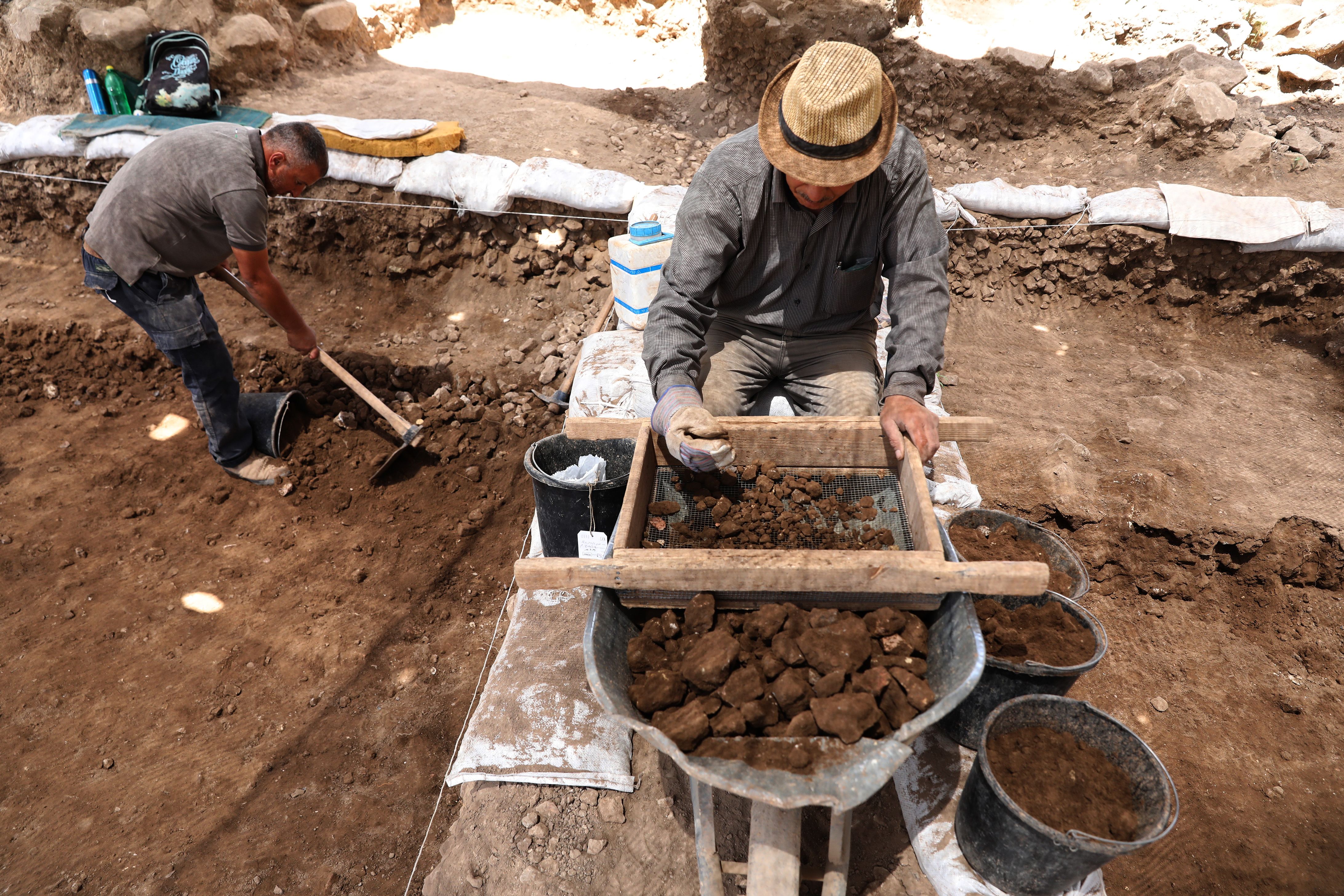 Archeological excavation site of settlement from Neolithic period near Motza Junction, about 5km west of Jerusalem, Israel