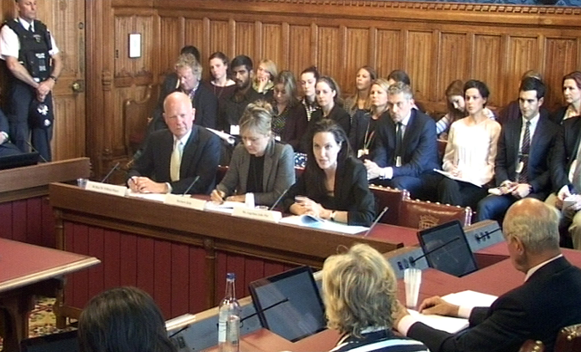 Hague, Arminka Helic and Jolie give evidence to a House of Lords committee charged with considering the UK’s policy and practice of preventing sexual violence in conflict