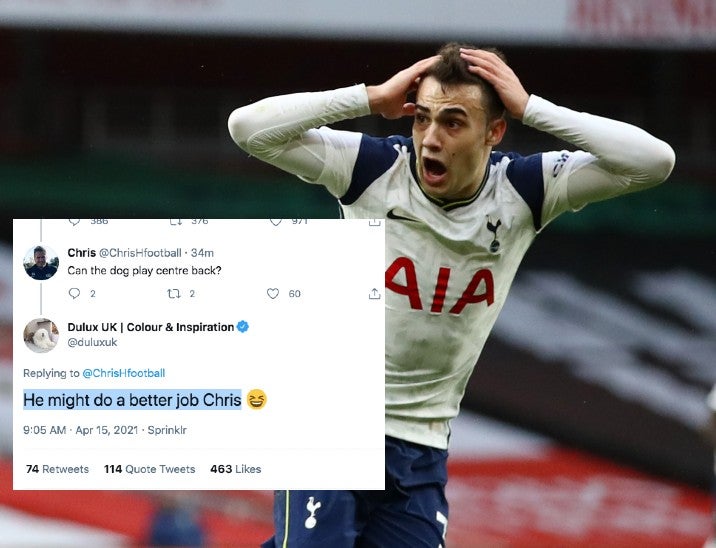 Dulux took a playful swipe at Spurs before deleting the tweet