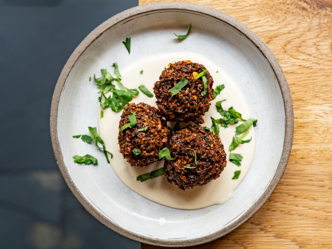 More moist than usual falafel, and with a beautiful green colour inside