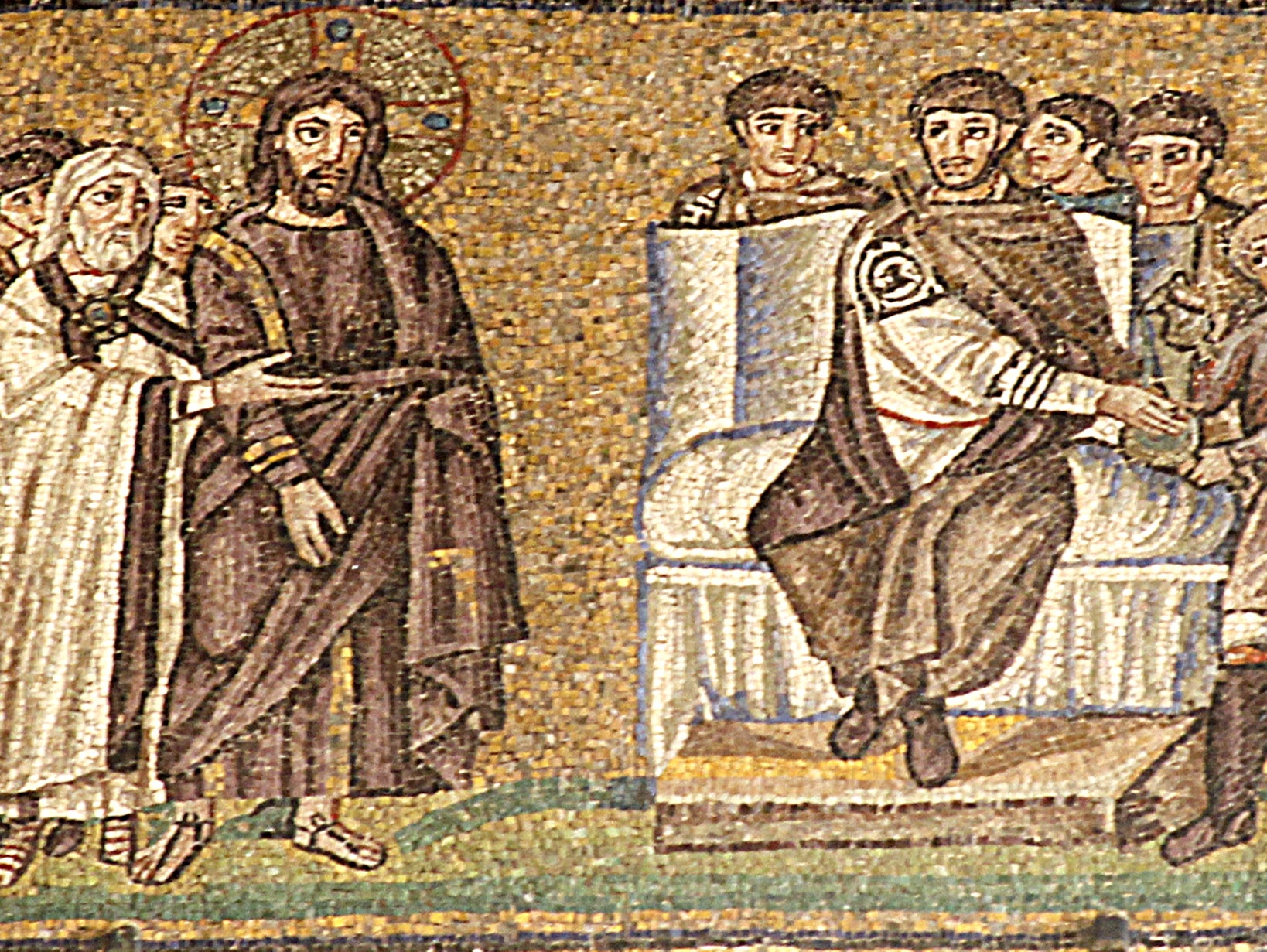 This remarkable mosaic of Pontius Pilate’s trial of Jesus is the earliest known image of the event. It is one of a large number of superbly preserved mosaics in the churches of Ravenna, Italy