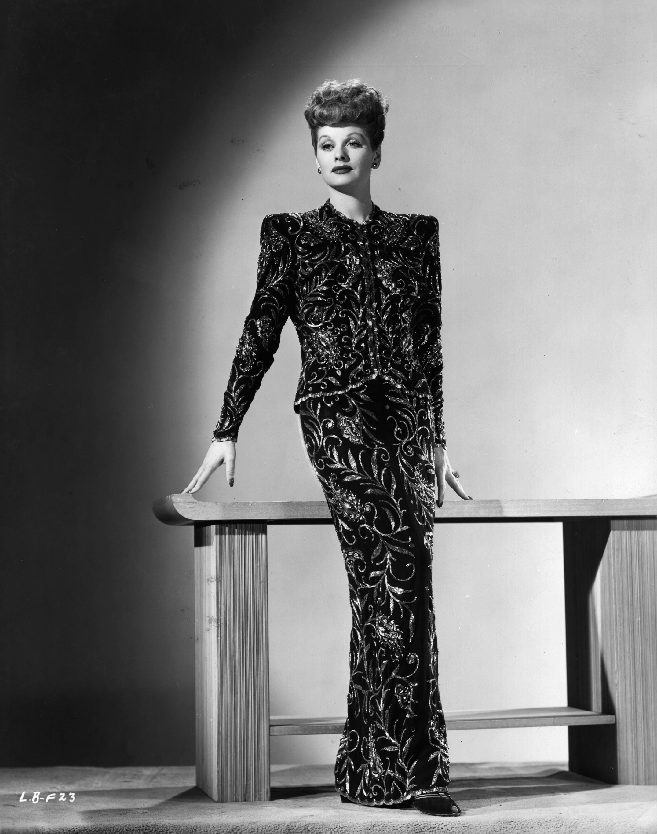 Lucille Ball at a fashion preview in Hollywood in 1955