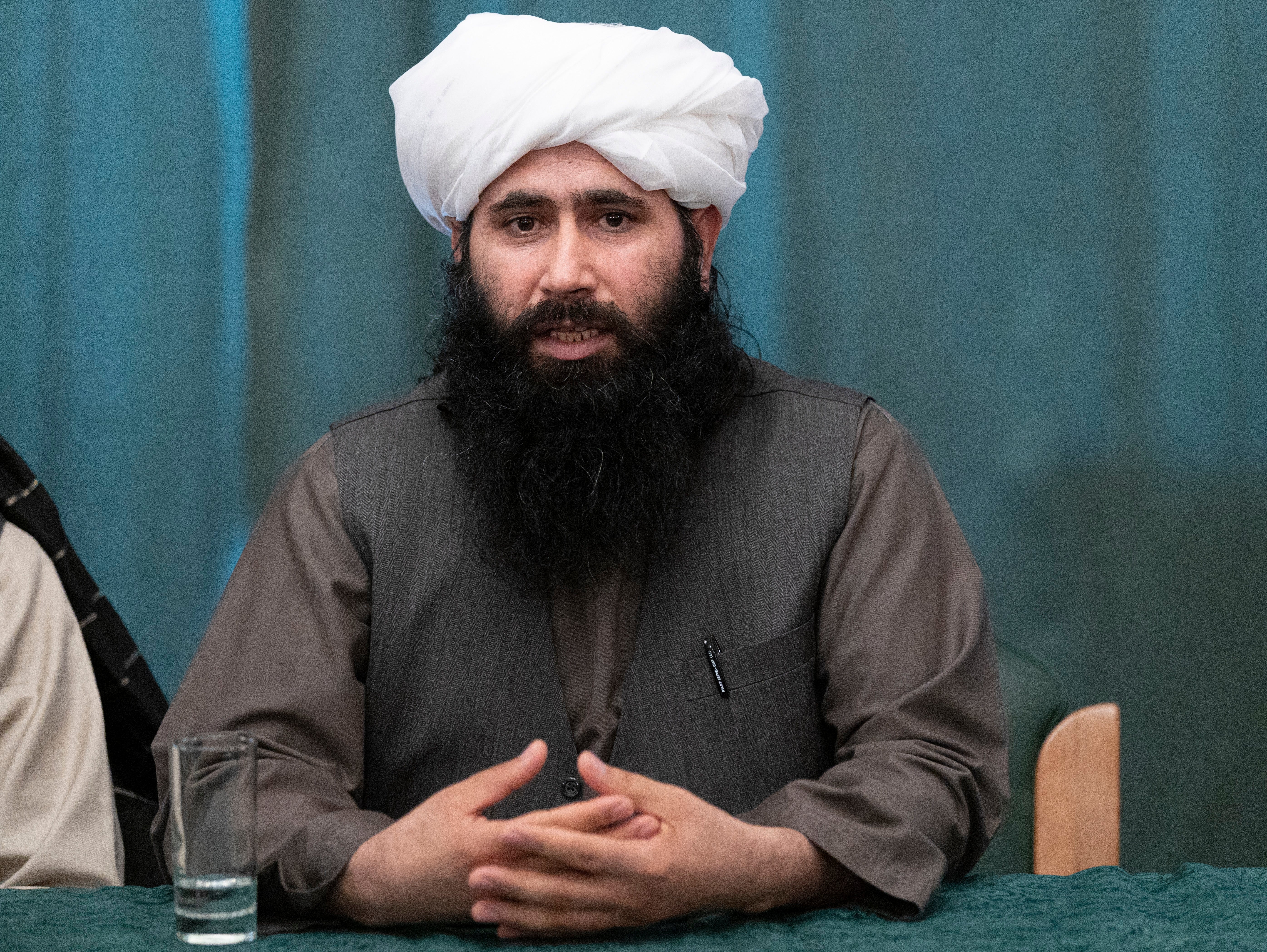 Mohammad Naeem, spokesman for the Taliban’s political office, during a news conference in Moscow, in March 2021