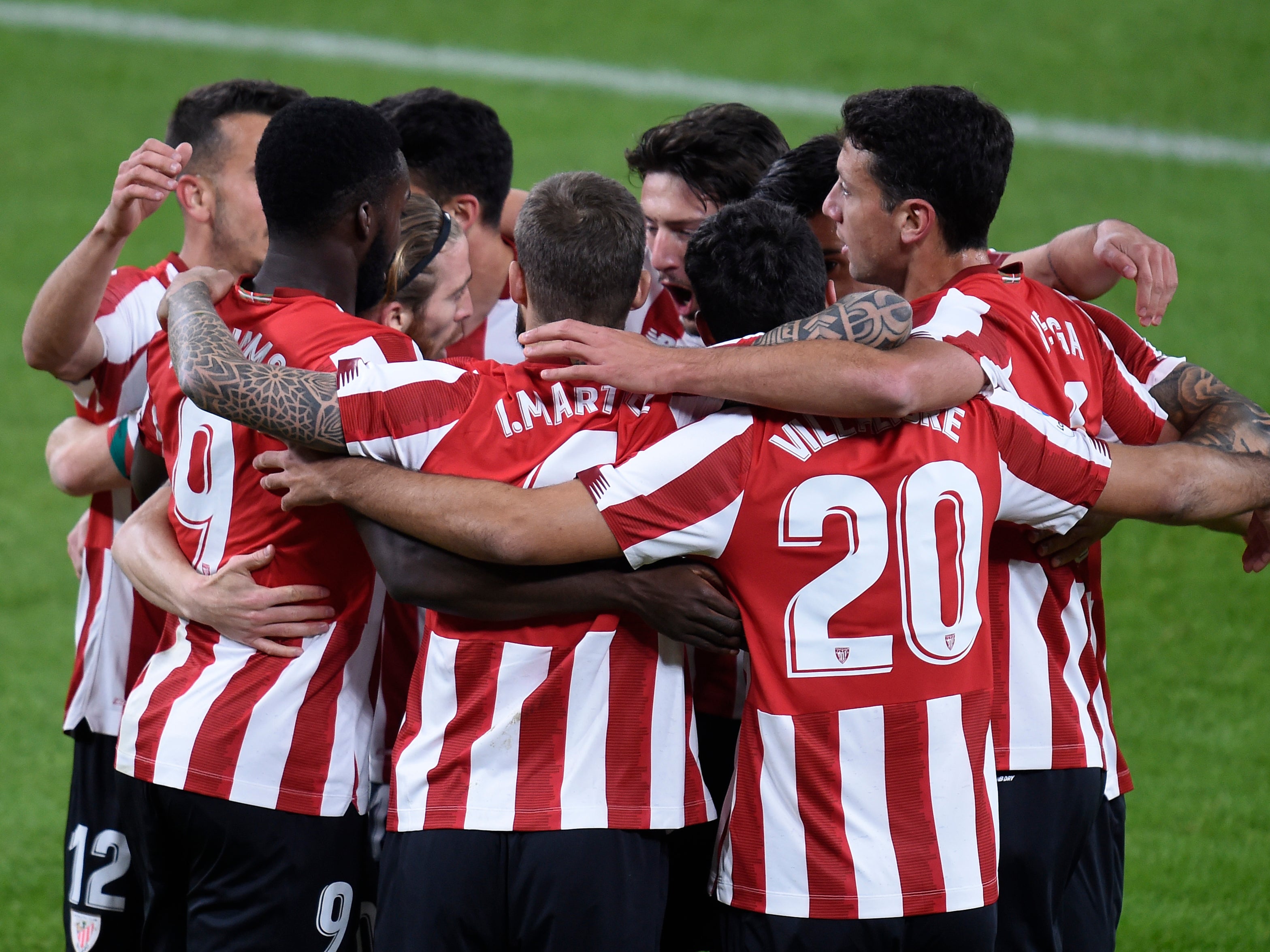 Athletic Club celebrate a goal by Inaki Williams