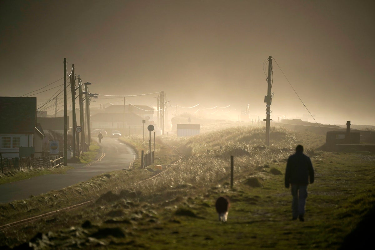 The sea defences in Fairbourne, under threat from the climate crisis